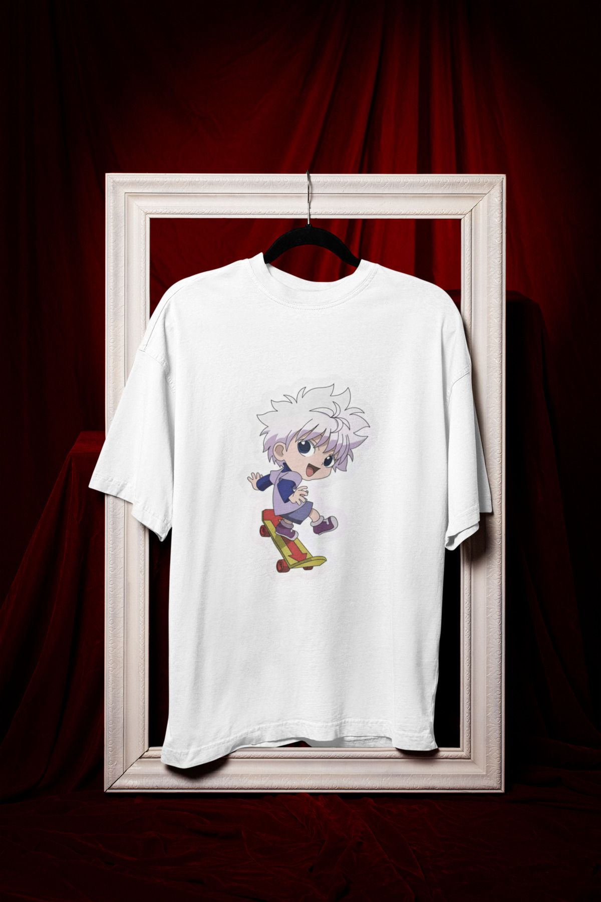 MAGORS PATENLI ANIME BASKILI BİSİKLET YAKA PAMUKLU OVERSIZE KALIP KISA KOLLU KADIN TSHIRT