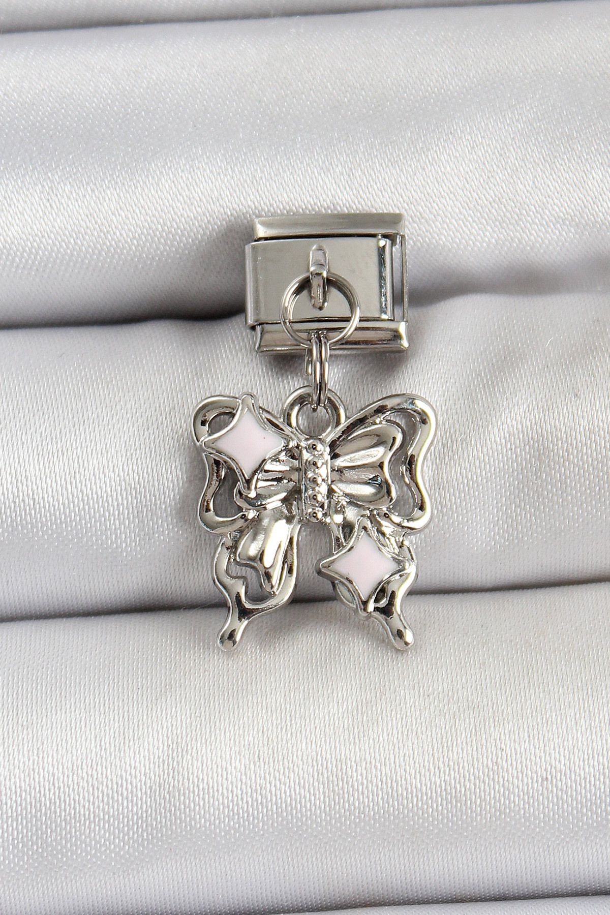 Angel Of Life 316L Çelik Sallantılı Fiyonk Model Gümüş Renk  Charm -