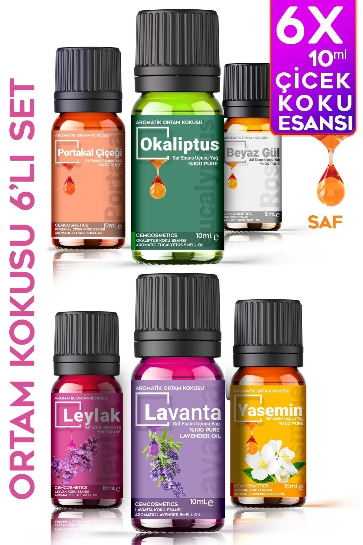 SerenityHaven Oda Kokusu Uçucu Yağ & Esansiyel Yağ 6'lı Oda Kokusu Seti 6x10ml
