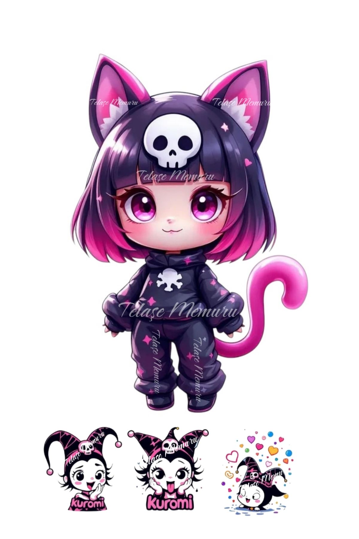 telaşe memuru Kuromi Pasta Resmi ve Baskısı - Kuromi Yenilebilir Kağıt Pasta Baskısı - Kuromi Pasta Süsü Model 4