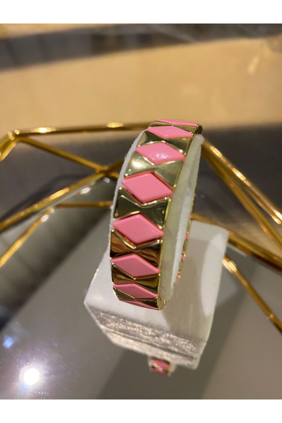 İME TİCARET Pembe Gold Lastikli Kelepçe Bileklik Yaz