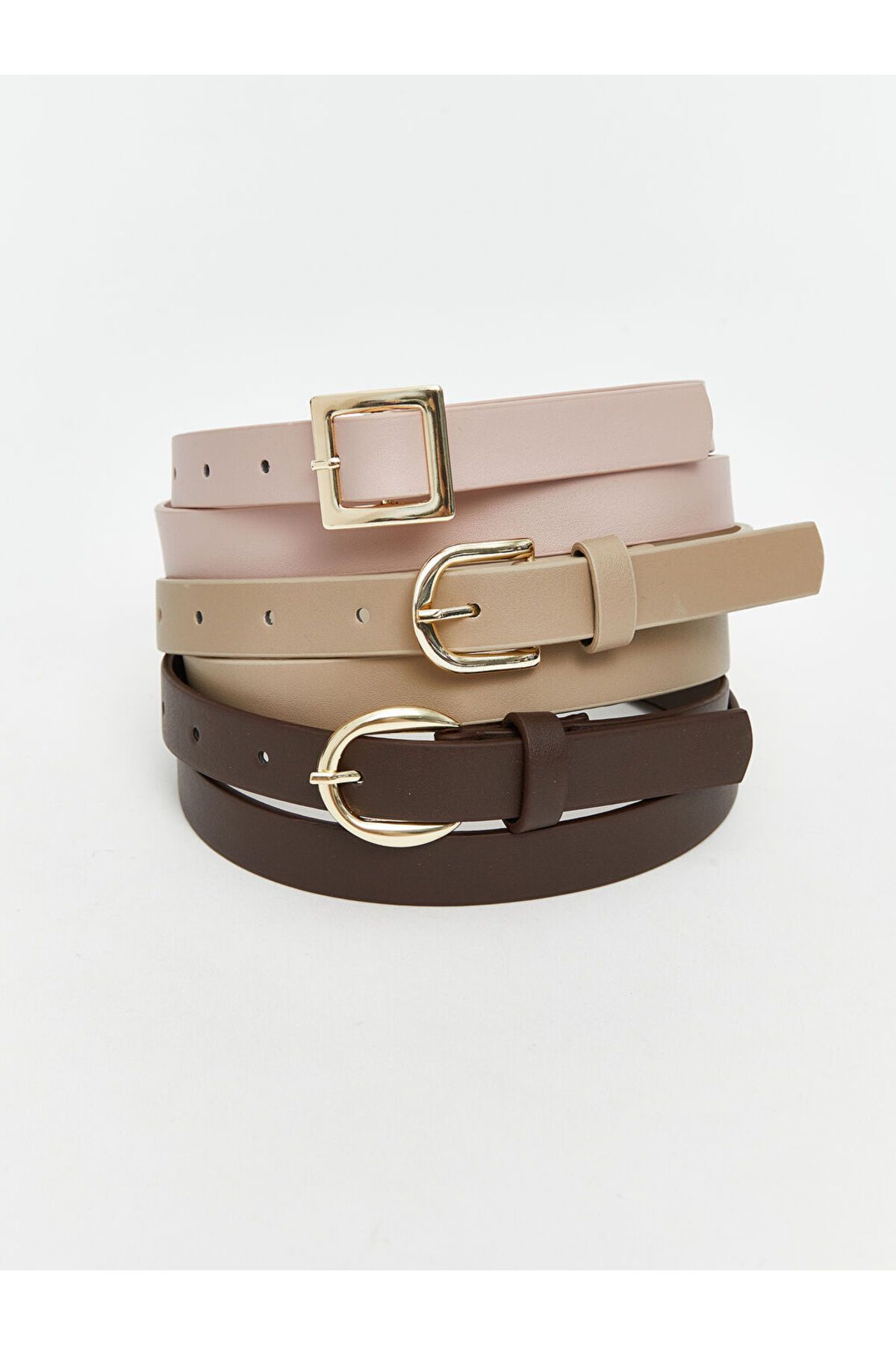 LC Waikiki LCW ACCESSORIES Pembe Deri Görünümlü Kadın Kemer 3'lü