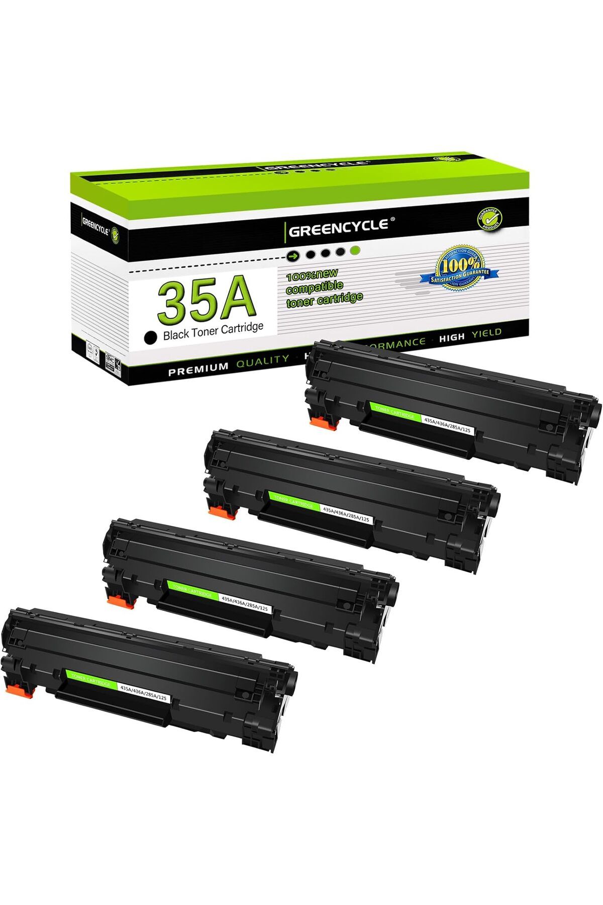 HP YA-DE BİLİŞİM 4 adet CB435A 85A Black Laser Toner for HP Laserjet P1005 P1006 P1007 P1008 P1009