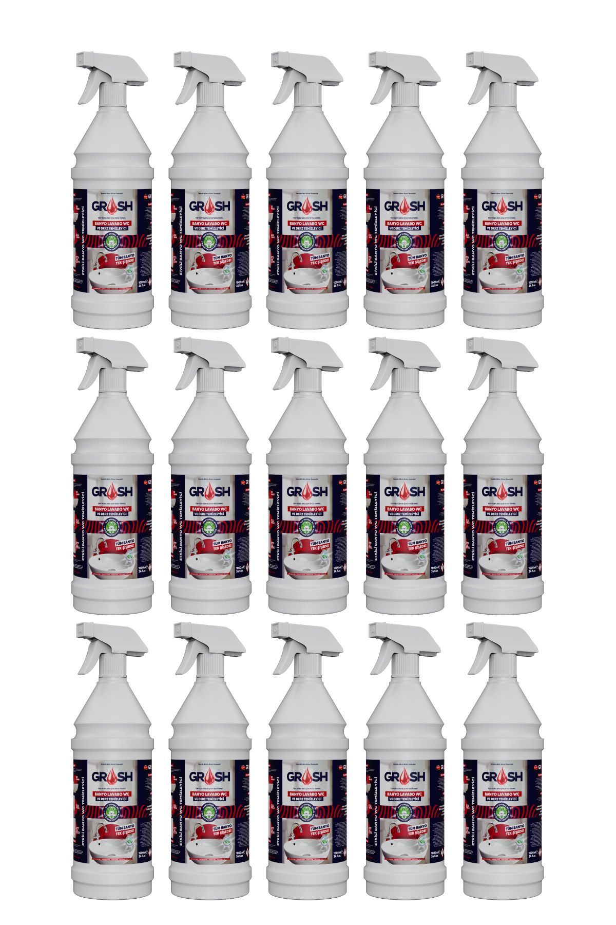 Grosh Ultra Güçlü Banyo Temizleyici ve Kireç Çözücü Sprey 1000ML (15 ADET)