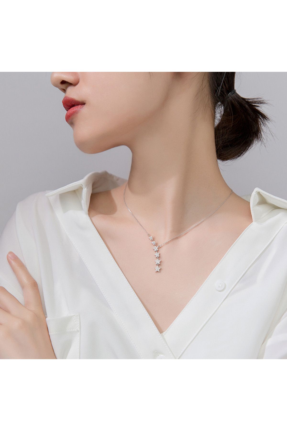 shop Y model yıldızlı çelik kolye
