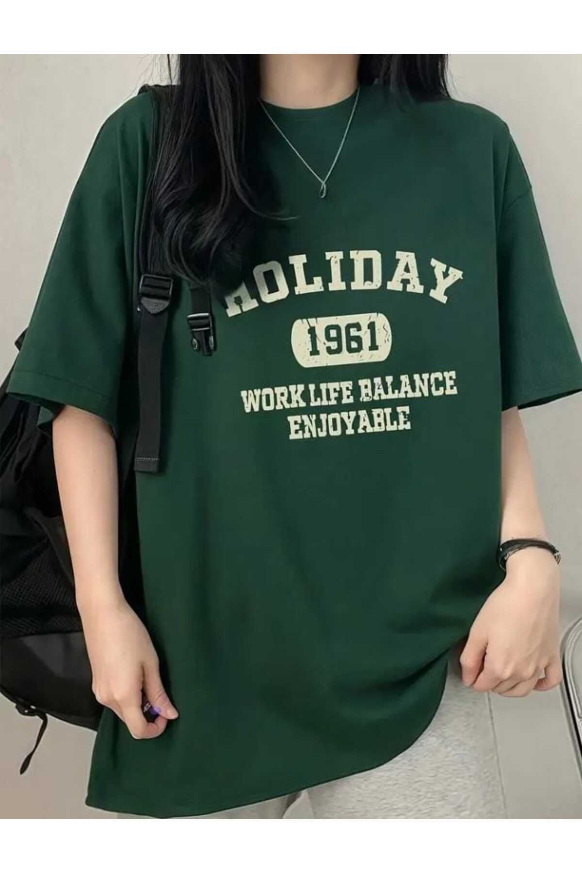 TekTarzz Holiday Kadın Baskılı Tasarım Trend Tshirt