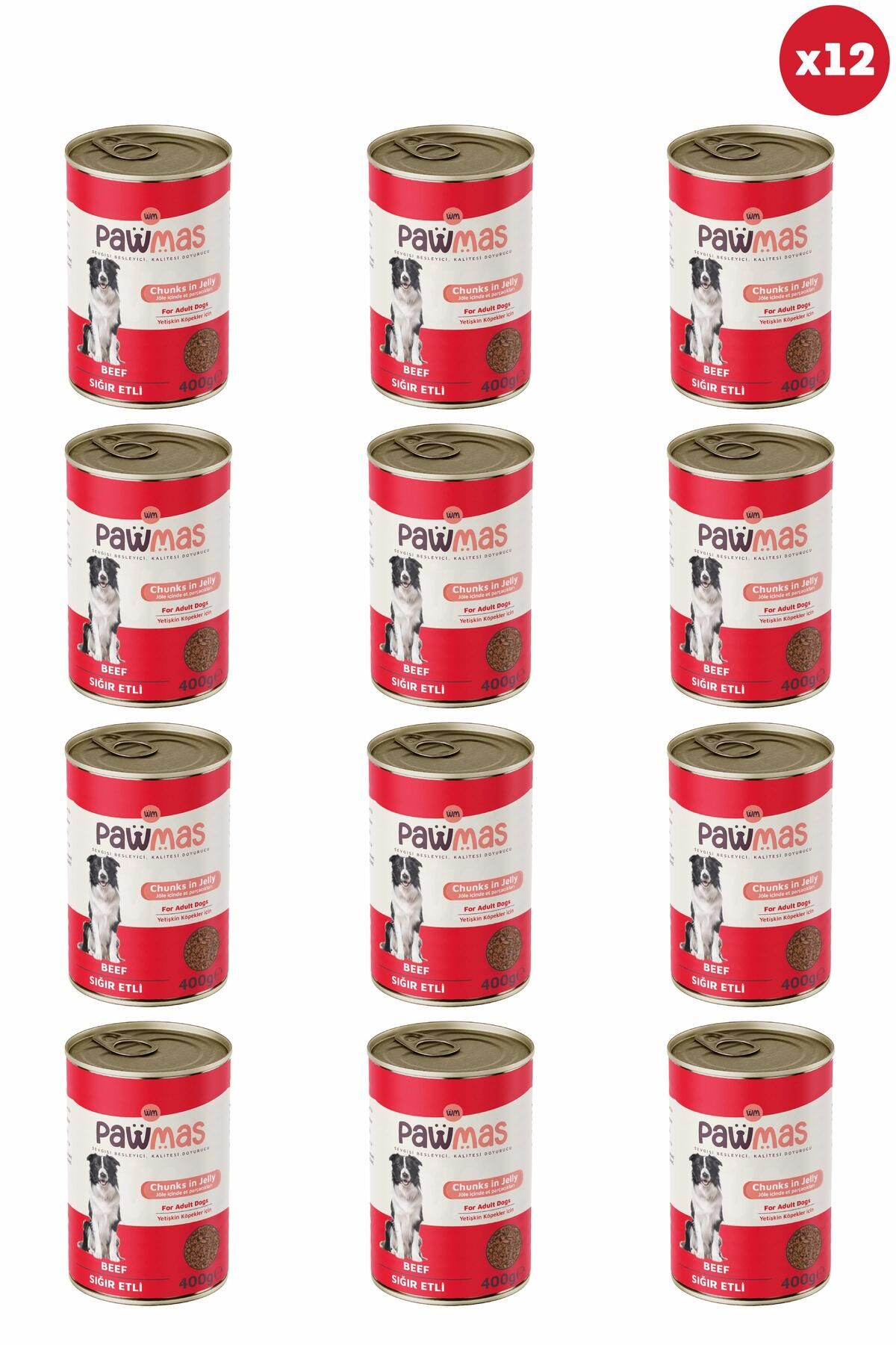 Pawmas Sığır Etli Pawmas Yetişkin Köpek Konservesi 400 gr x 12 Adet