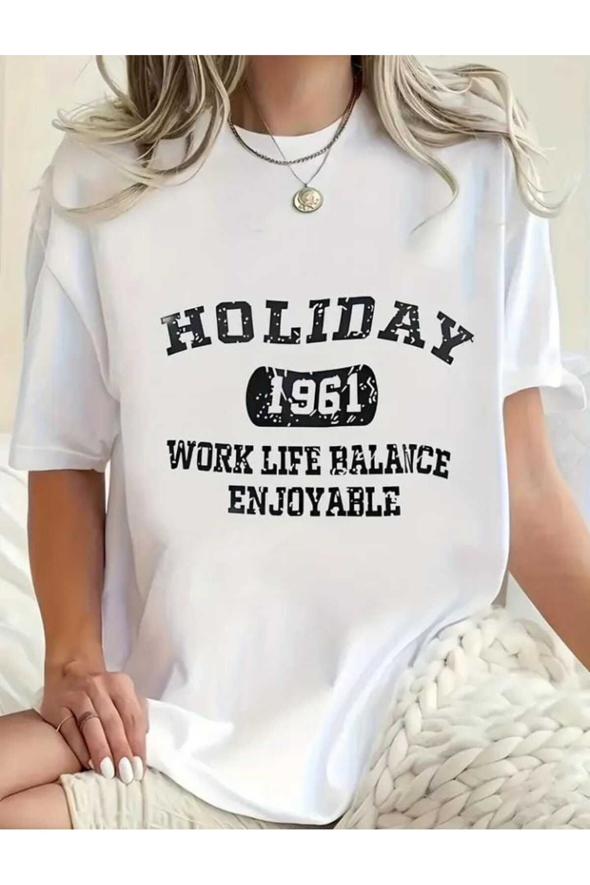 TekTarzz Holiday Kadın Baskılı Tasarım Trend Tshirt