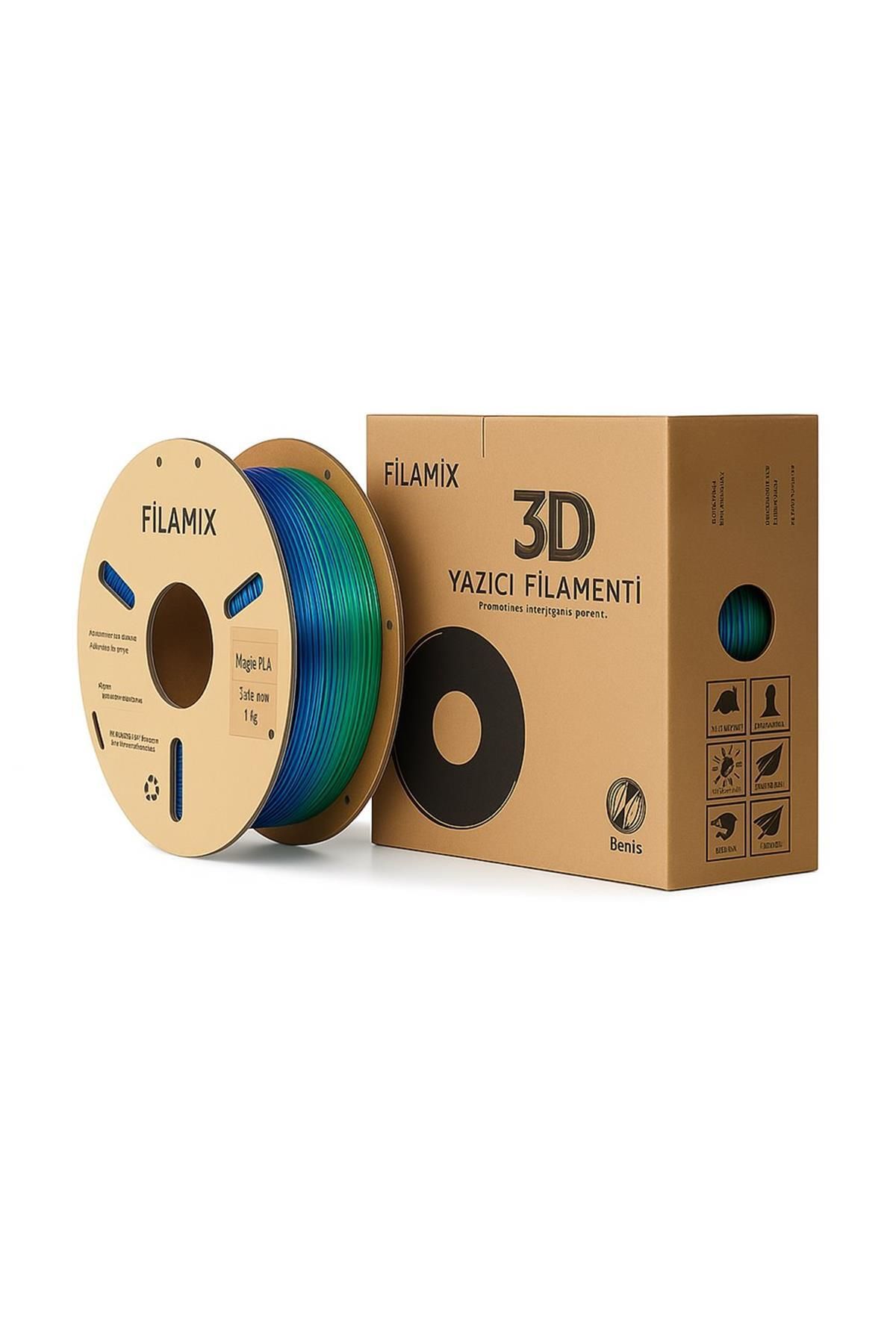 FİLAMİX Filamix Magic Pla Mavi Yeşil 1Kg İpeksi Parlaklık