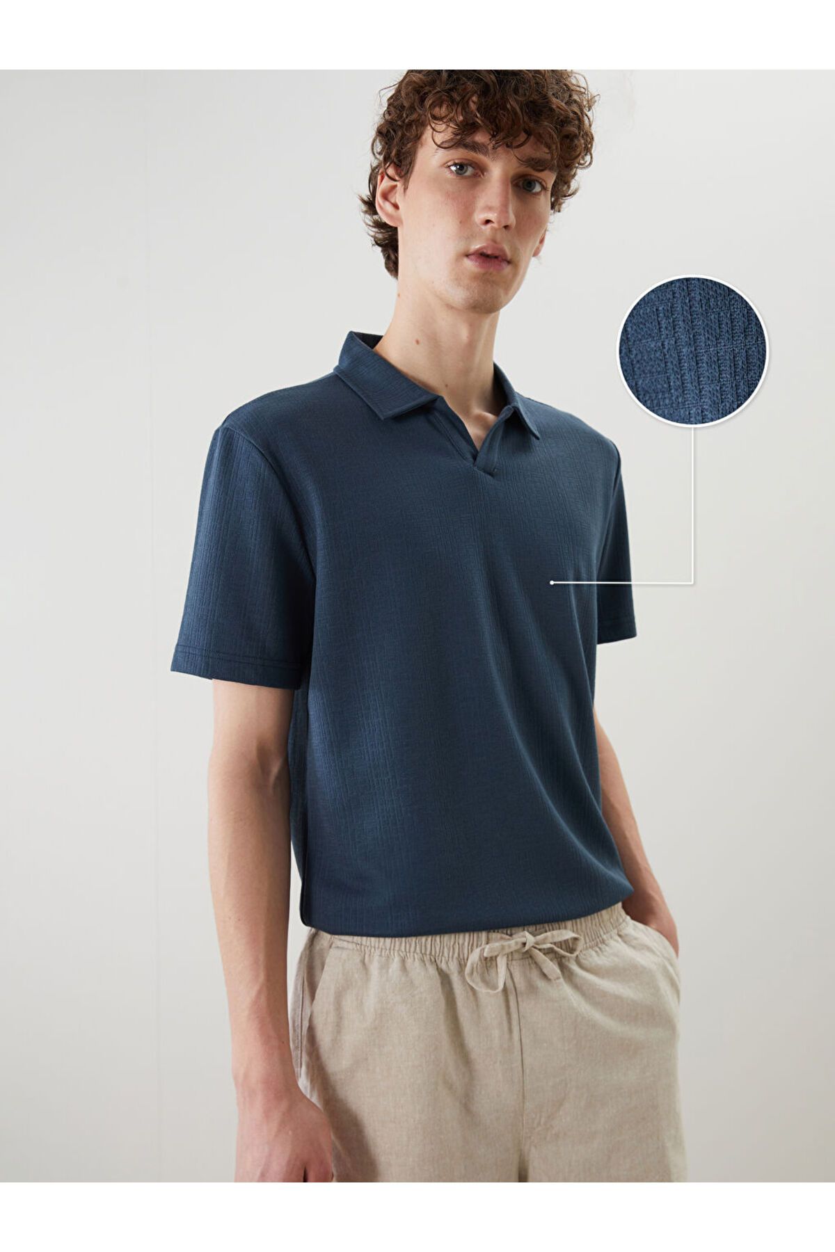 LC Waikiki XSIDE Petrol Polo Yaka Erkek Dokulu Tişört