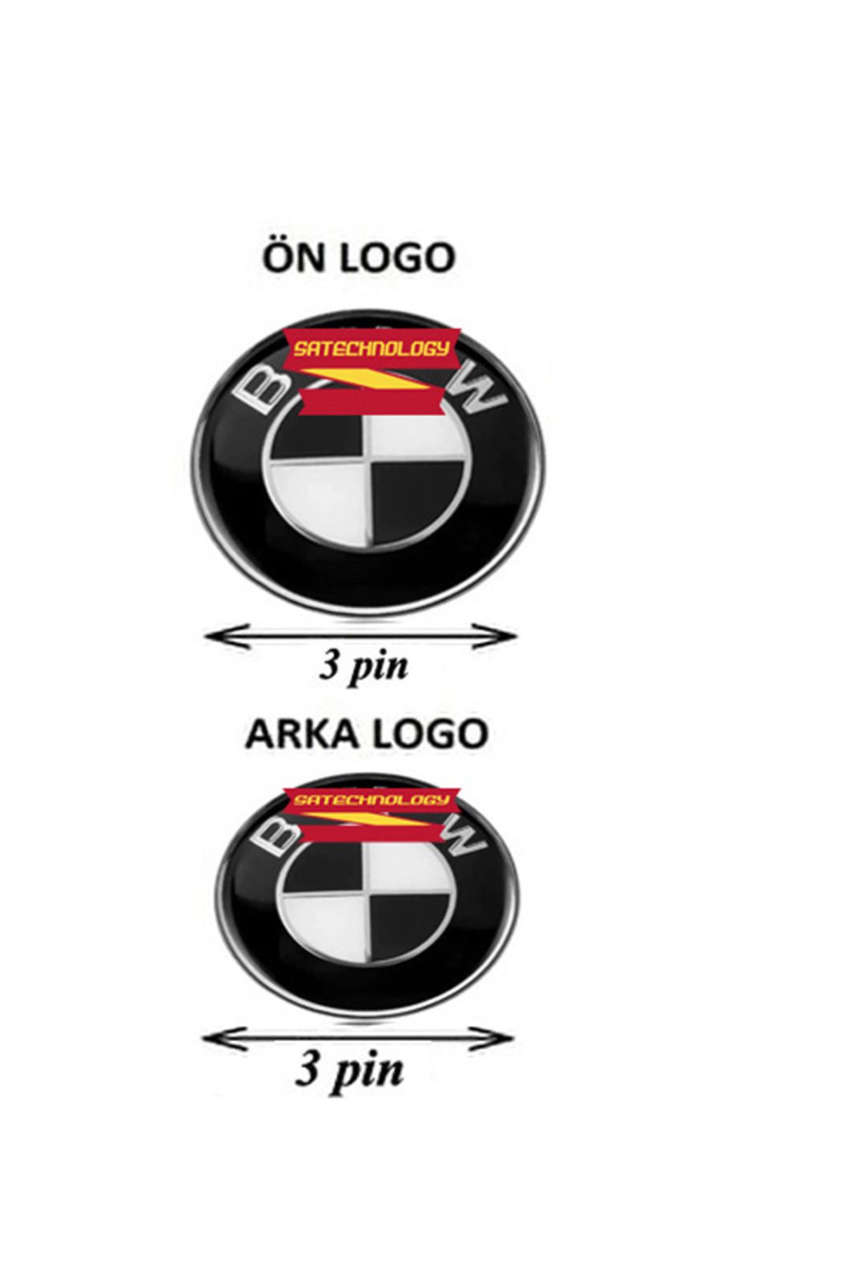 SATECHNOLOGY Bmw F44,f52,f82 Kaput Ve Bagaj Logo Takım Ön Arka 3pin82mm(Siyah Beyaz)