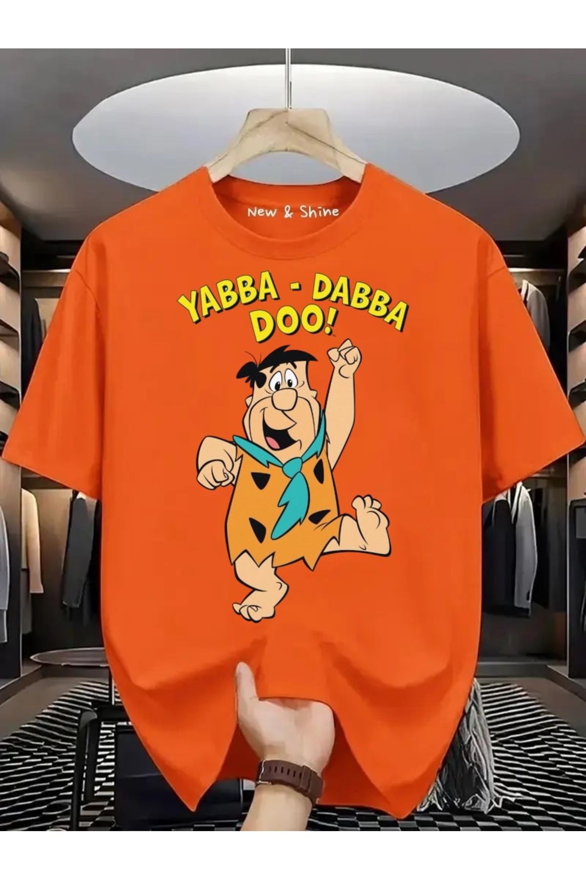New Shine Yabba Dabba Doo Baskılı Oversize T-Shirt