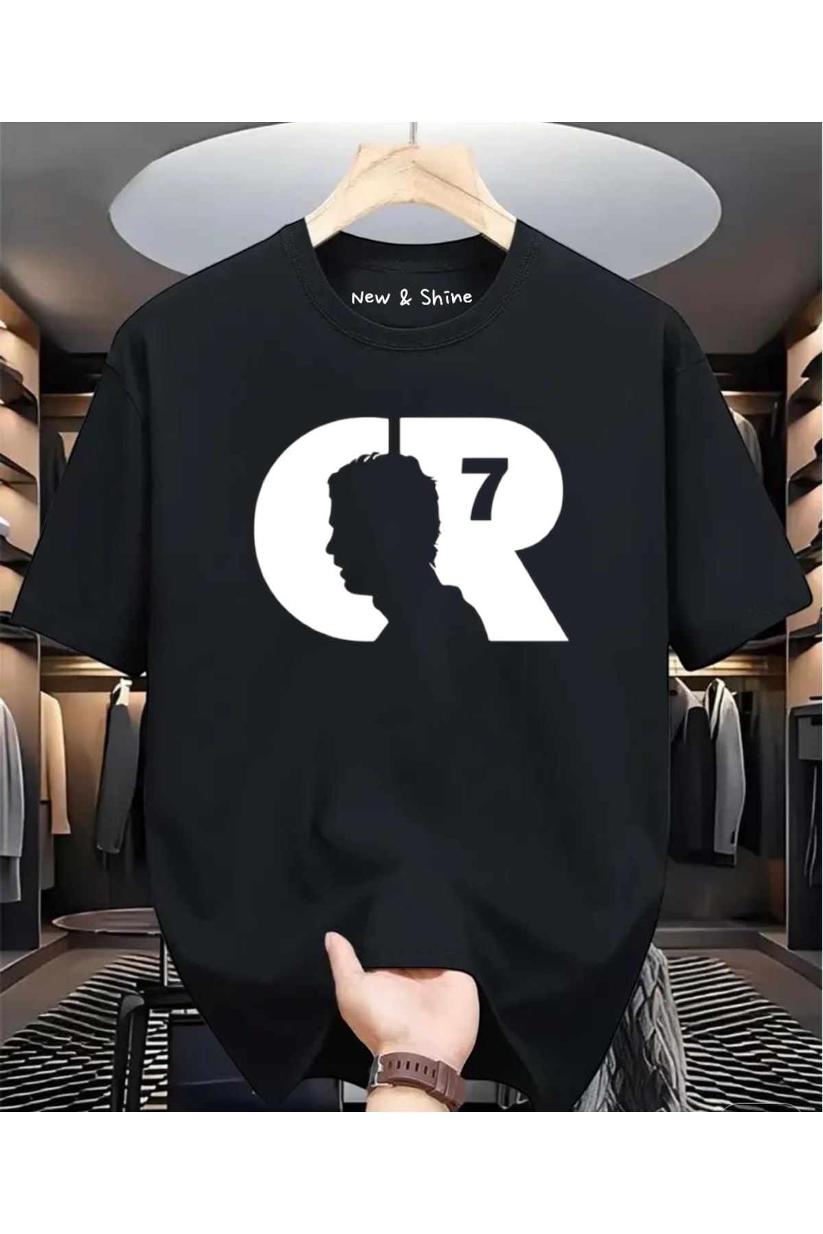 New Shine CR SİYAH Baskılı Oversize T-Shirt