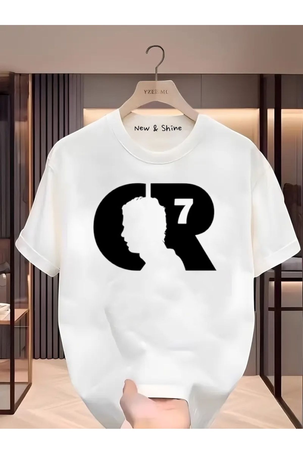 New Shine CR BEYAZ Baskılı Oversize T-Shirt