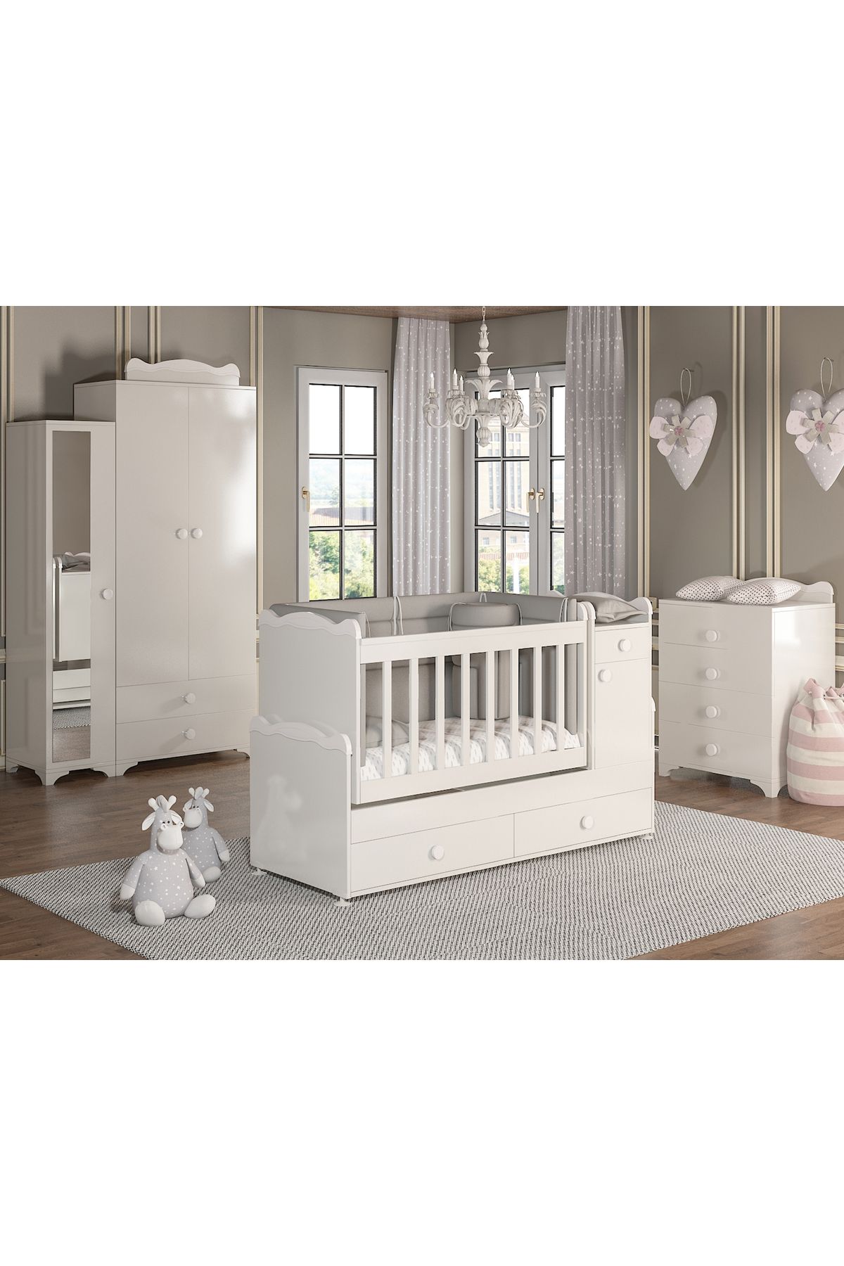 PATİKO BABYSUN BBY 950 3 KAPILI BEBEK ODASI TAKIMI BEYAZ