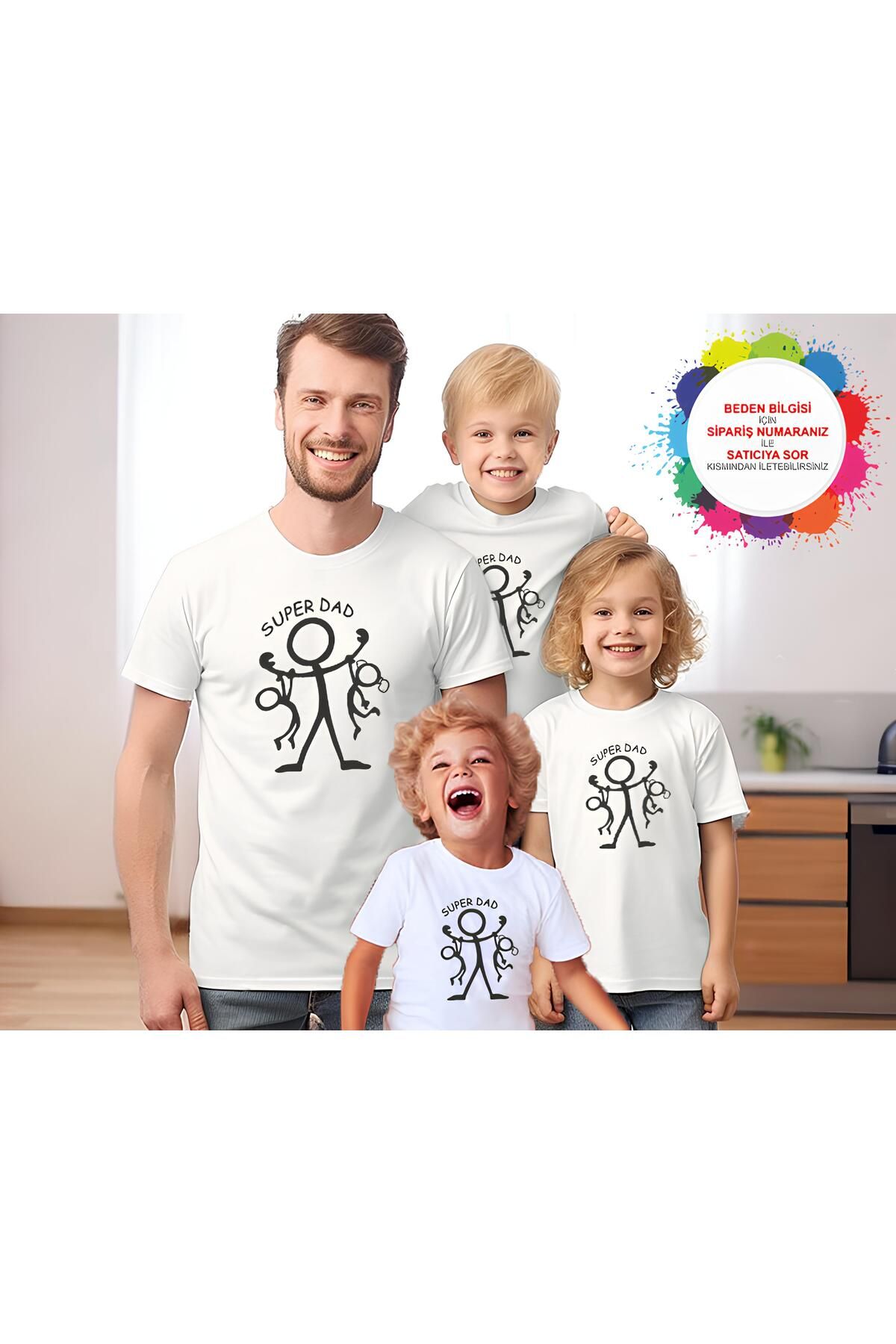 TexKid Çöp Adam Tasarımlı Babalar Günü Hediyesi Baba & Oğul/kız Çocuklar Hediye Tişört Kombin
