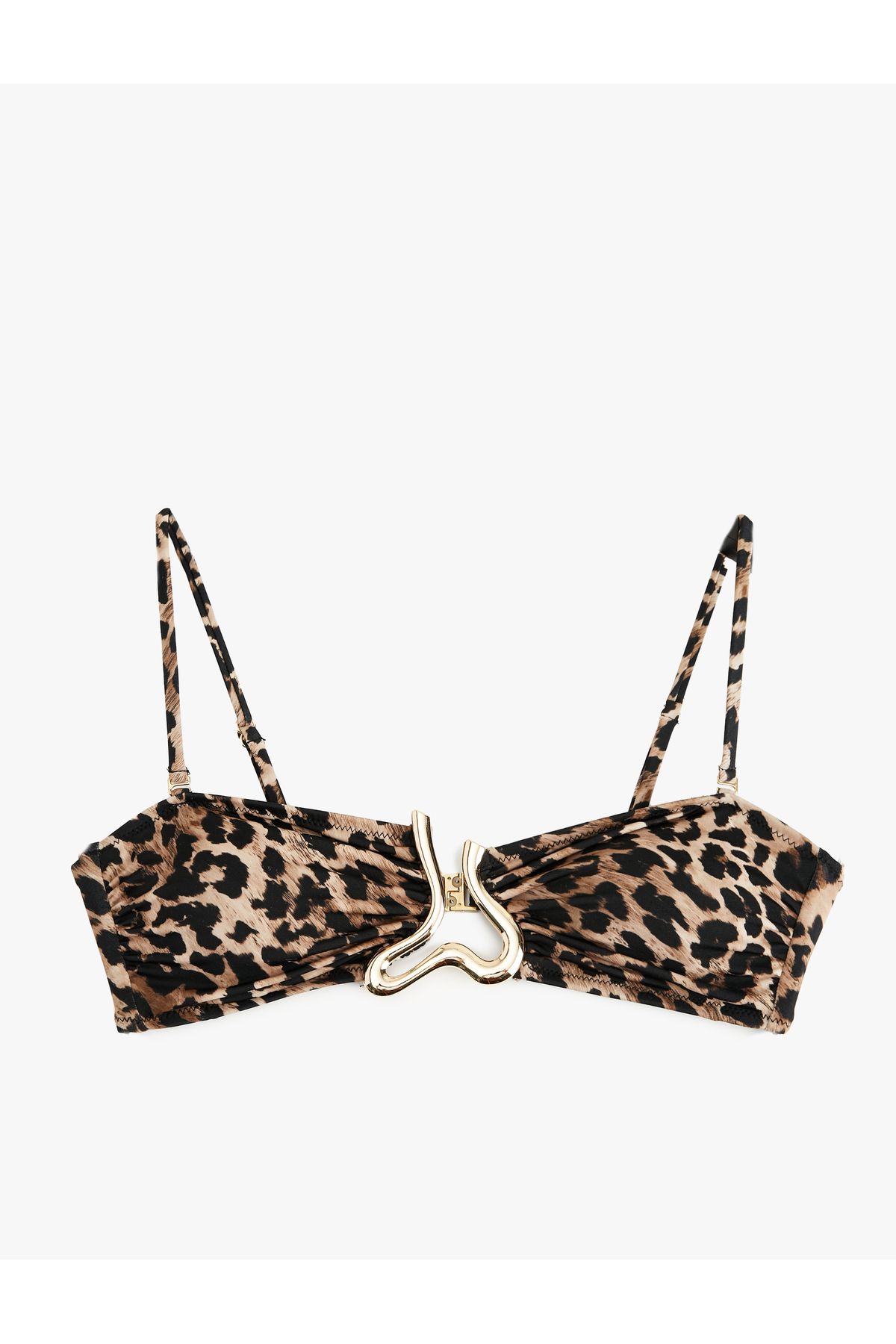 Koton Çıkarılabilir Askı Detaylı Aksesuarlı Leopar Desenli Straplez Bikini Üstü