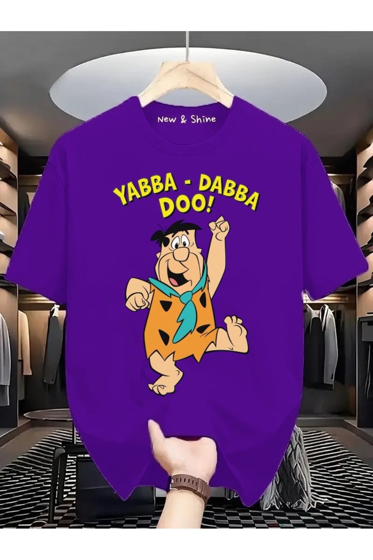 New Shine Yabba Dabba Doo Baskılı Oversize T-Shirt