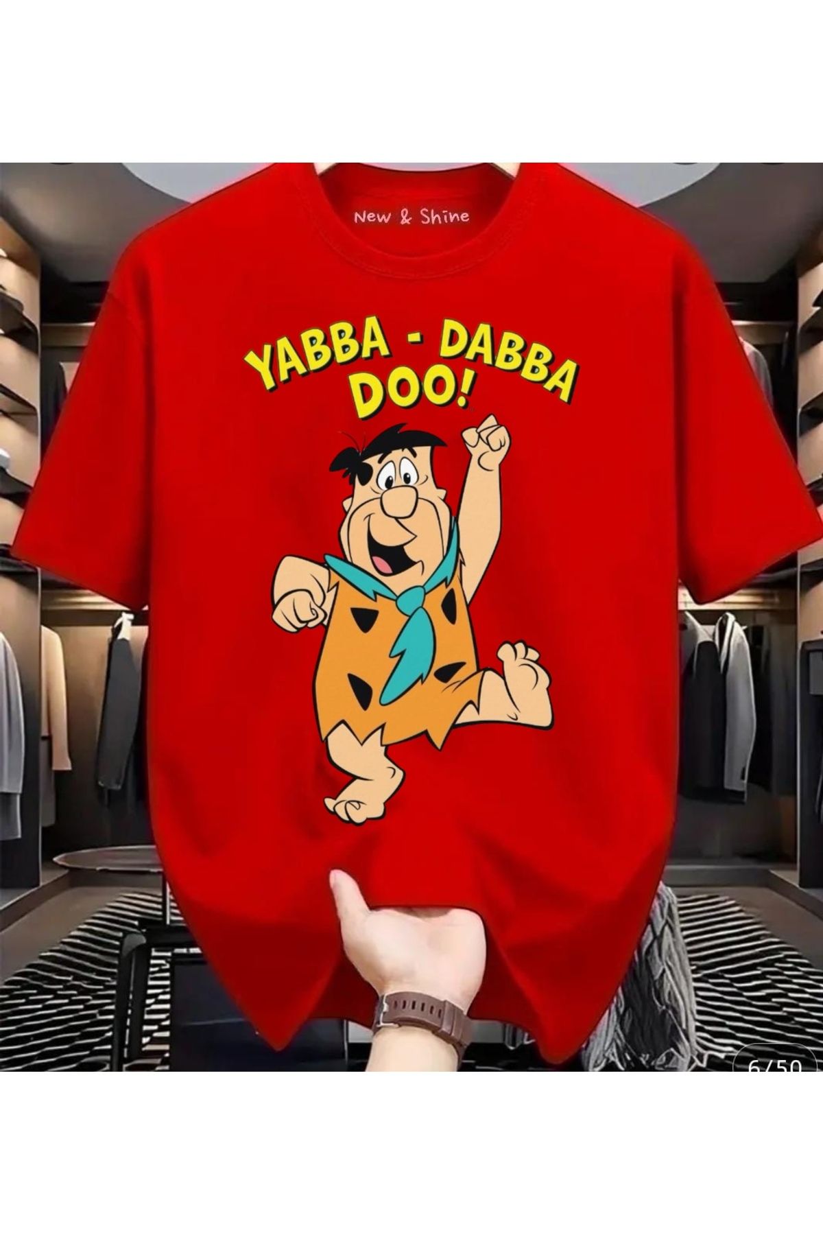 New Shine Yabba Dabba Doo Baskılı Oversize T-Shirt
