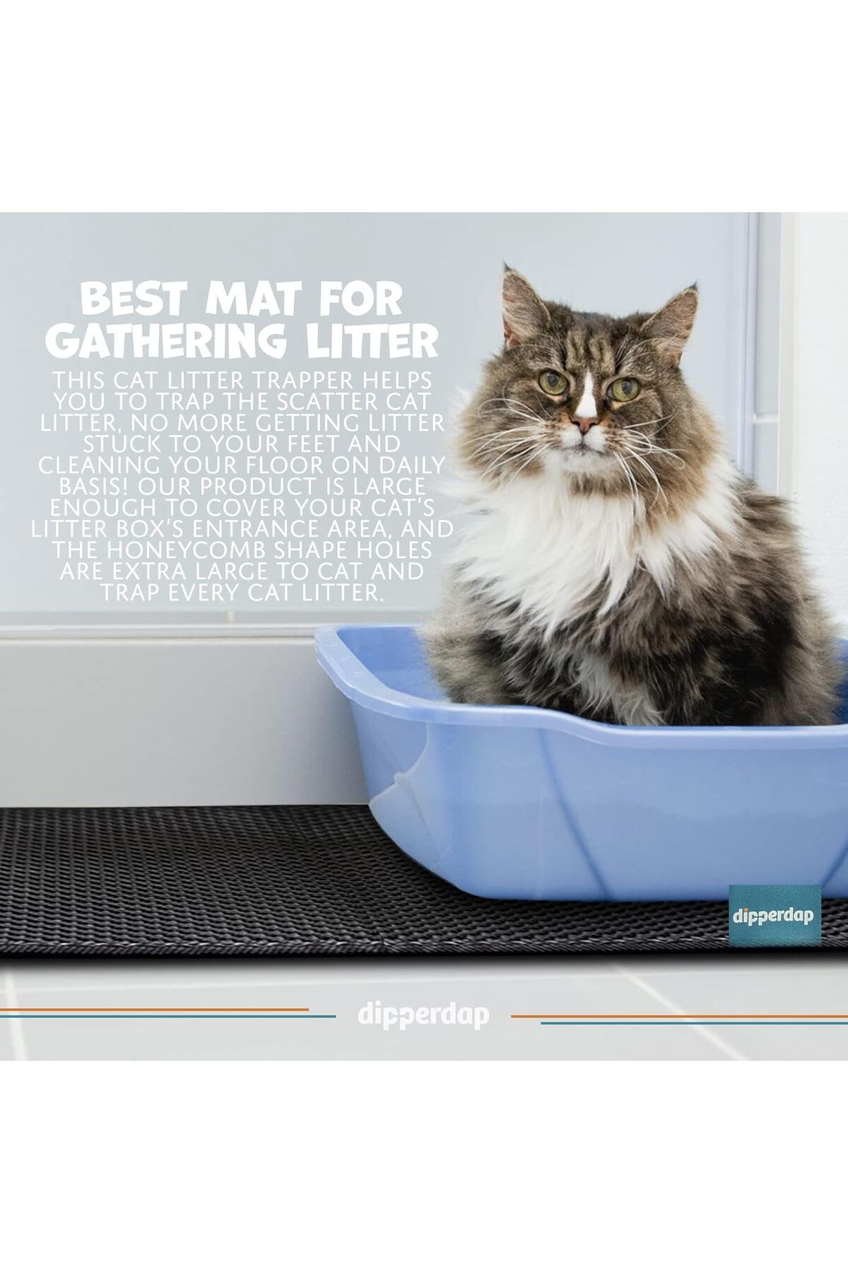 fulina-Cat Litter Trapping Mat,with Hidden Handle,Upgraded Anti-Slip Back Layer,Scatter Control WaterProof 6
