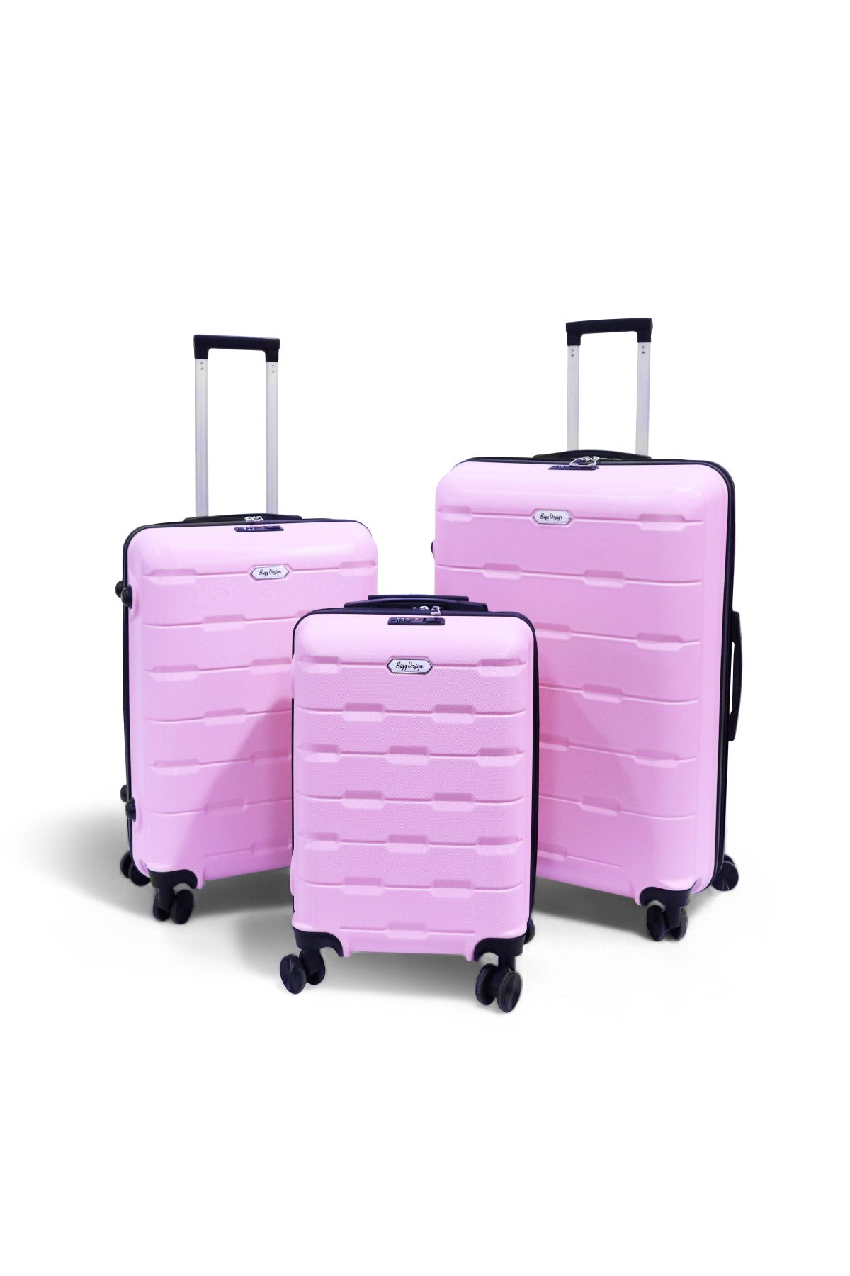 Biggdesign Moods Up 3'lü Valiz Seti, TSA Kilitli, ABS Gövde, Pembe