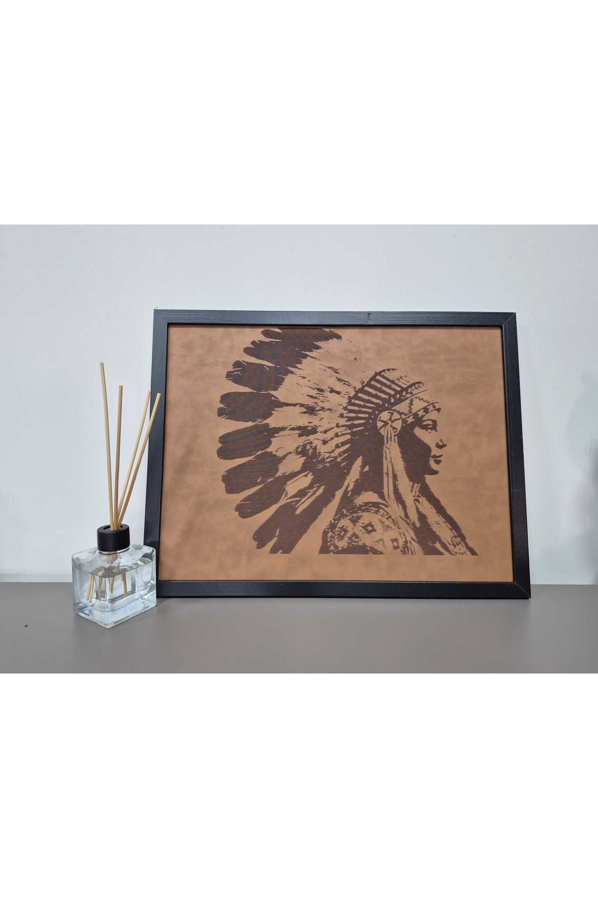 Grand Fine Art Deri Üzeri Lazer Kazıma Kızılderili