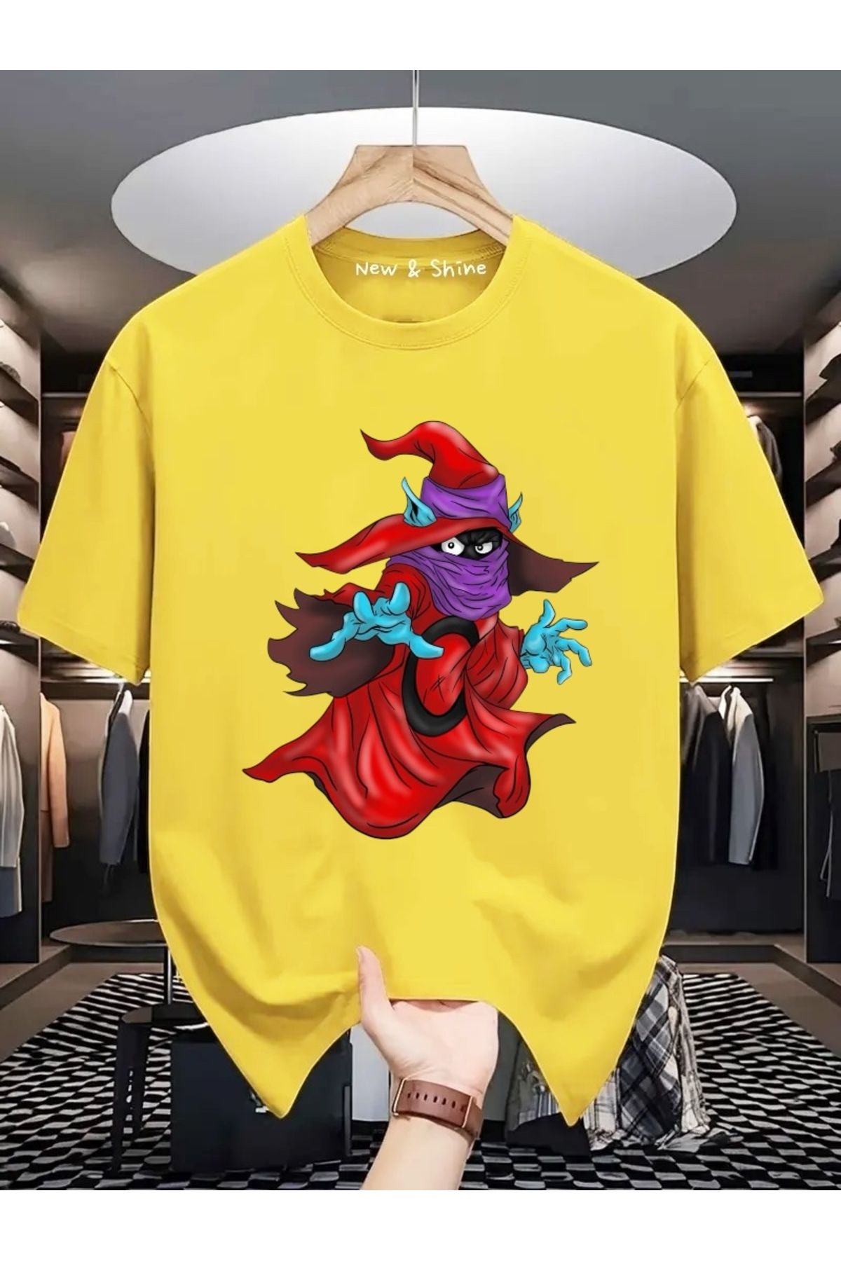 New Shine Kanvas Büyücü Baskılı Oversize T-Shirt