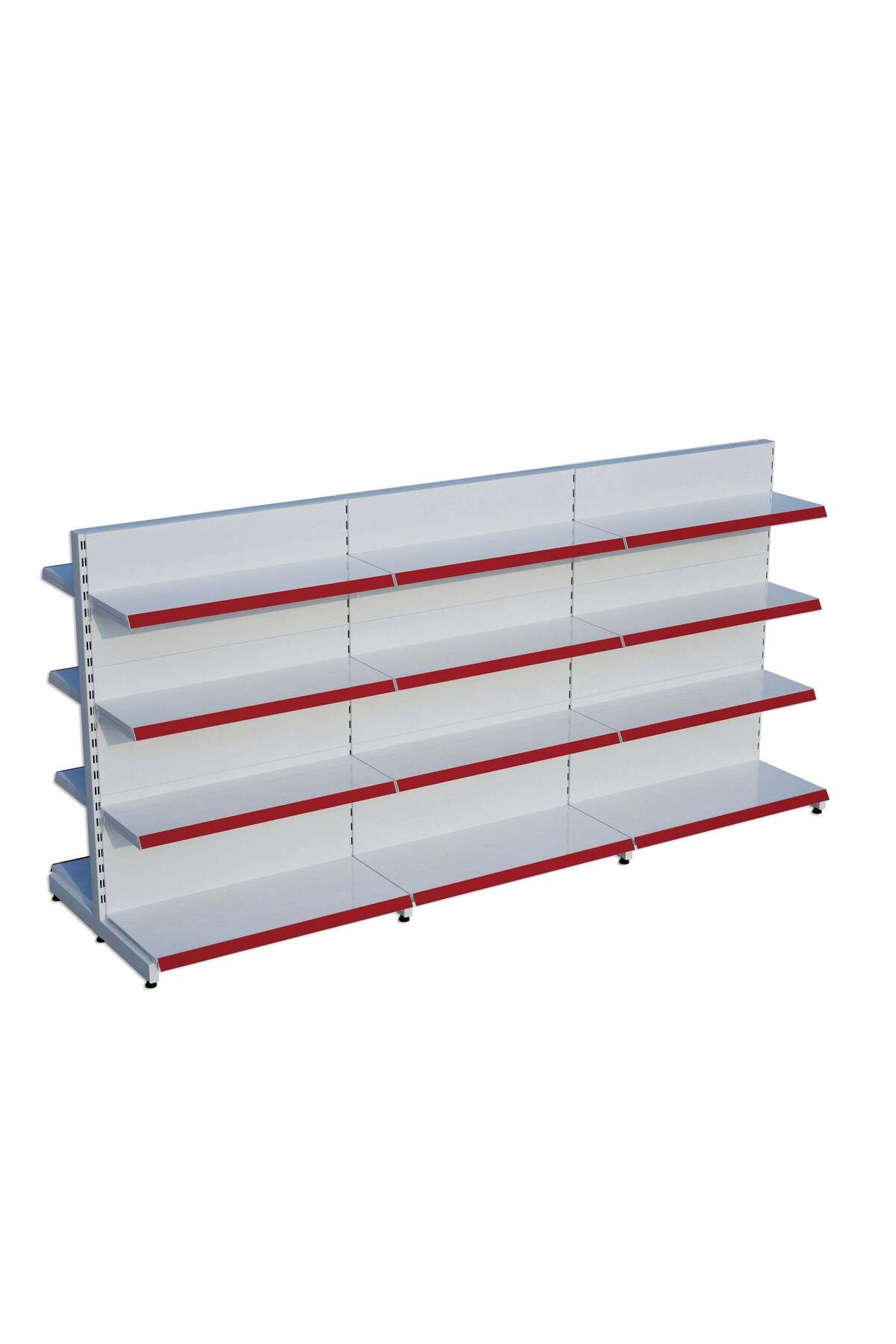 Raffar Beyaz Çift Yönlü Orta Reyon Market RafıD30CMxG300CMxH140CM