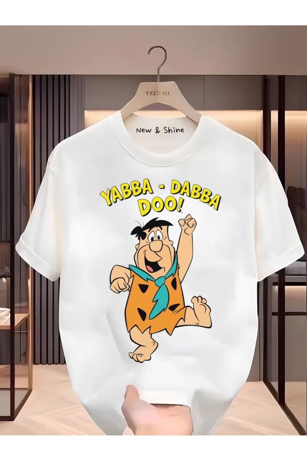 New Shine Yabba Dabba Doo Baskılı Oversize T-Shirt