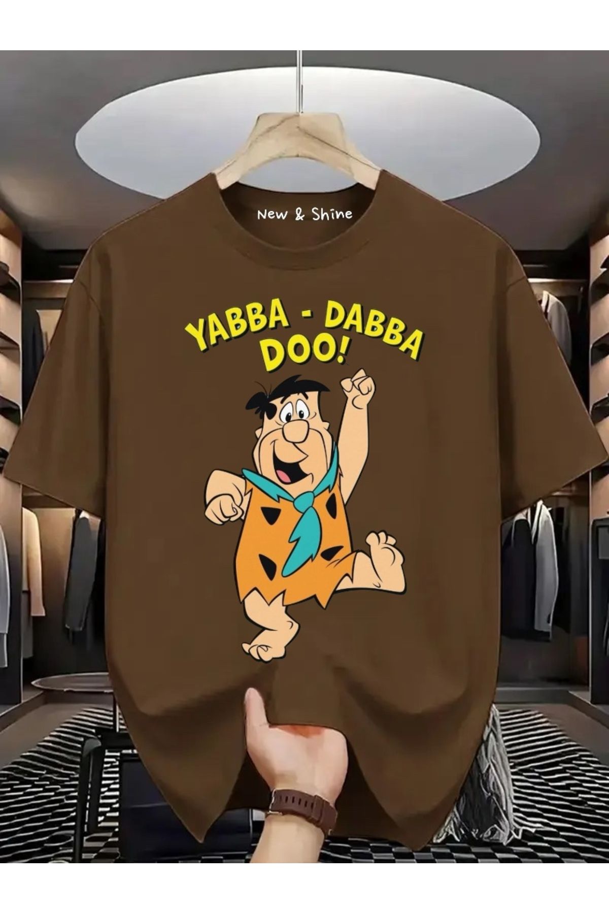 New Shine Yabba Dabba Doo Baskılı Oversize T-Shirt