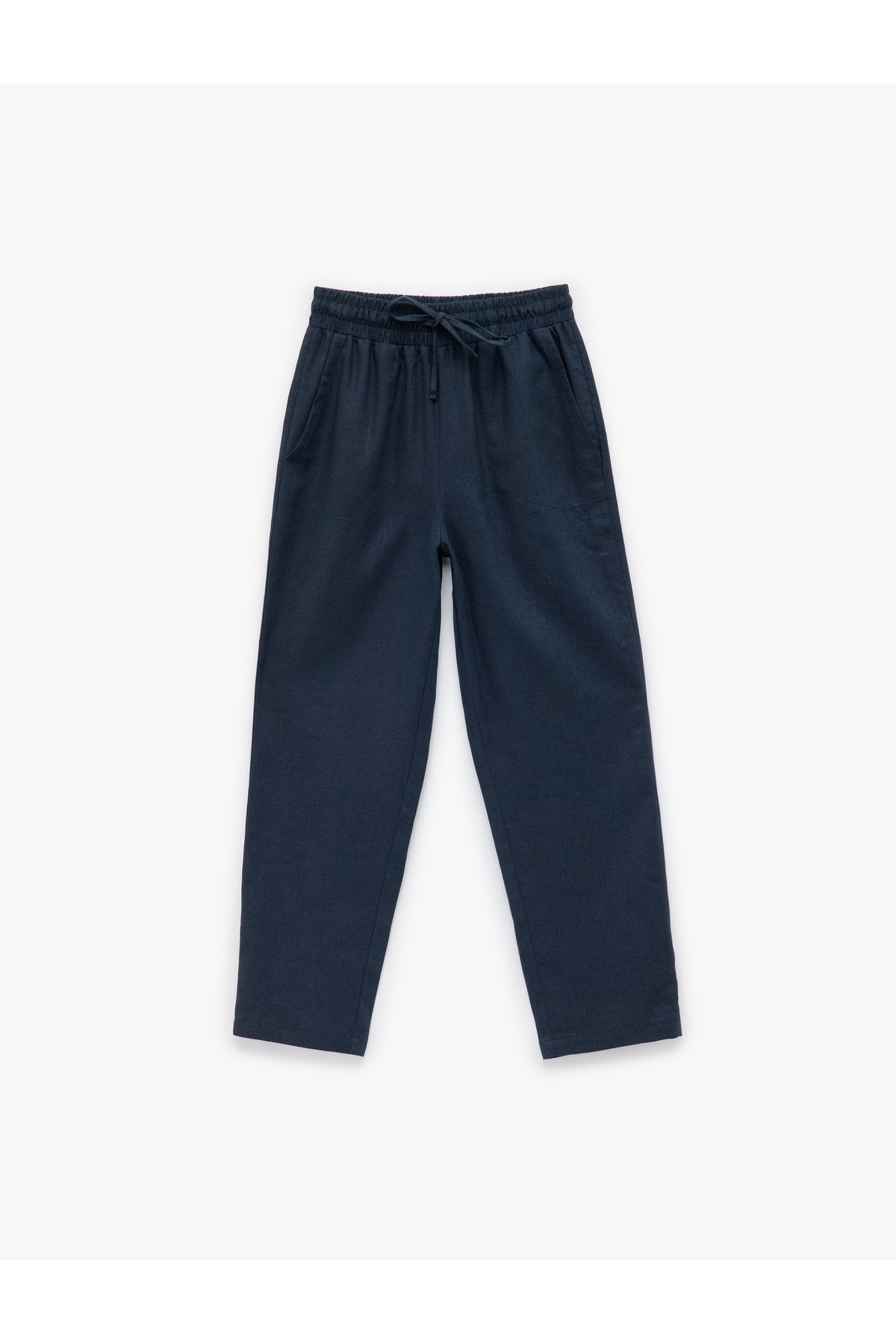 Koton Beli Bağlamalı Lastikli Cepli Keten Pantolon