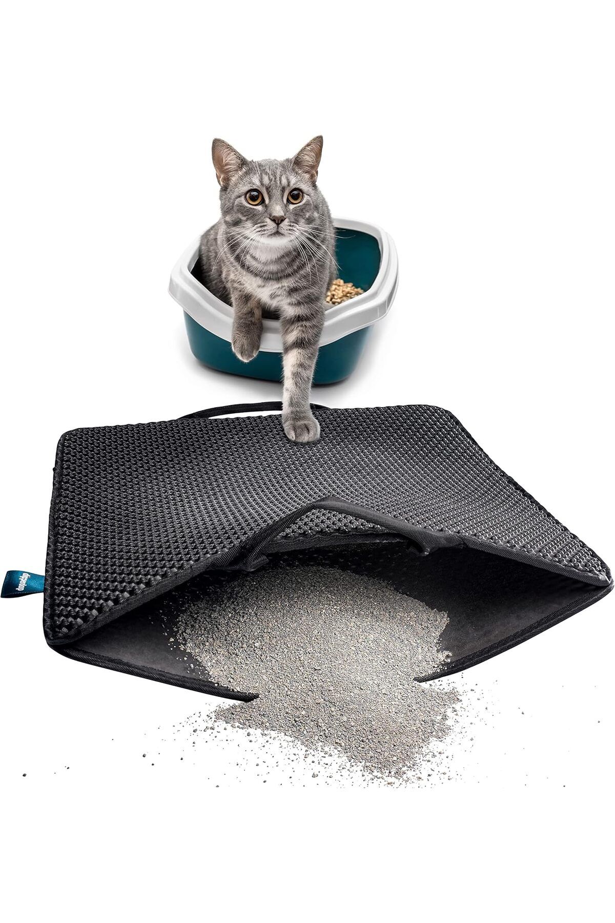 fulina-Cat Litter Trapping Mat,with Hidden Handle,Upgraded Anti-Slip Back Layer,Scatter Control WaterProof 5