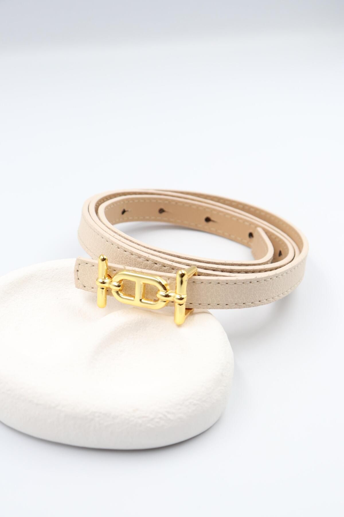 BY CANSU ACCESSORİES Fonira Deri Kemer Bej