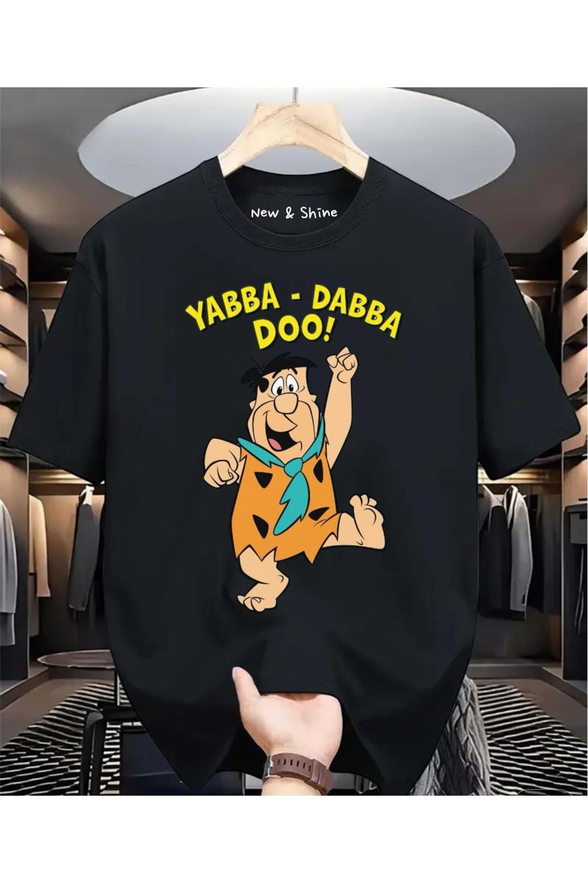 New Shine Yabba Dabba Doo Baskılı Oversize T-Shirt