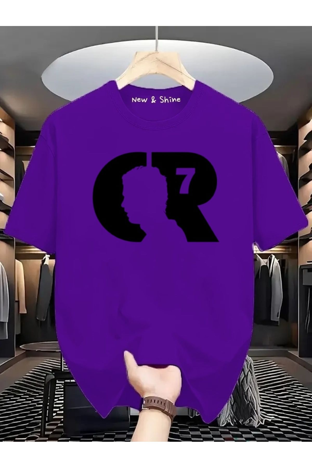 New Shine CR SİYAH Baskılı Oversize T-Shirt