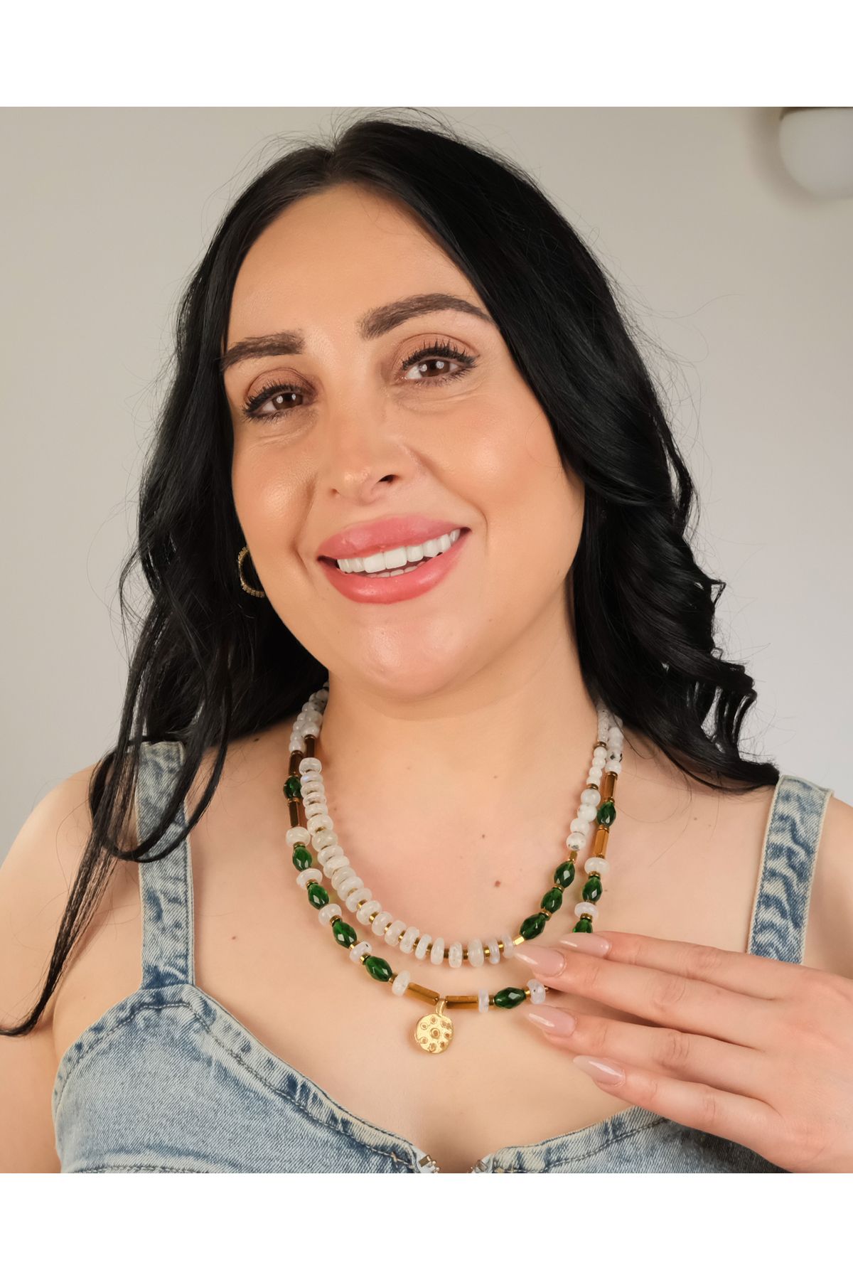 polimooi Aytaşı & Zebercet Lotus ve Bronz Kolye Uçlu Kolye