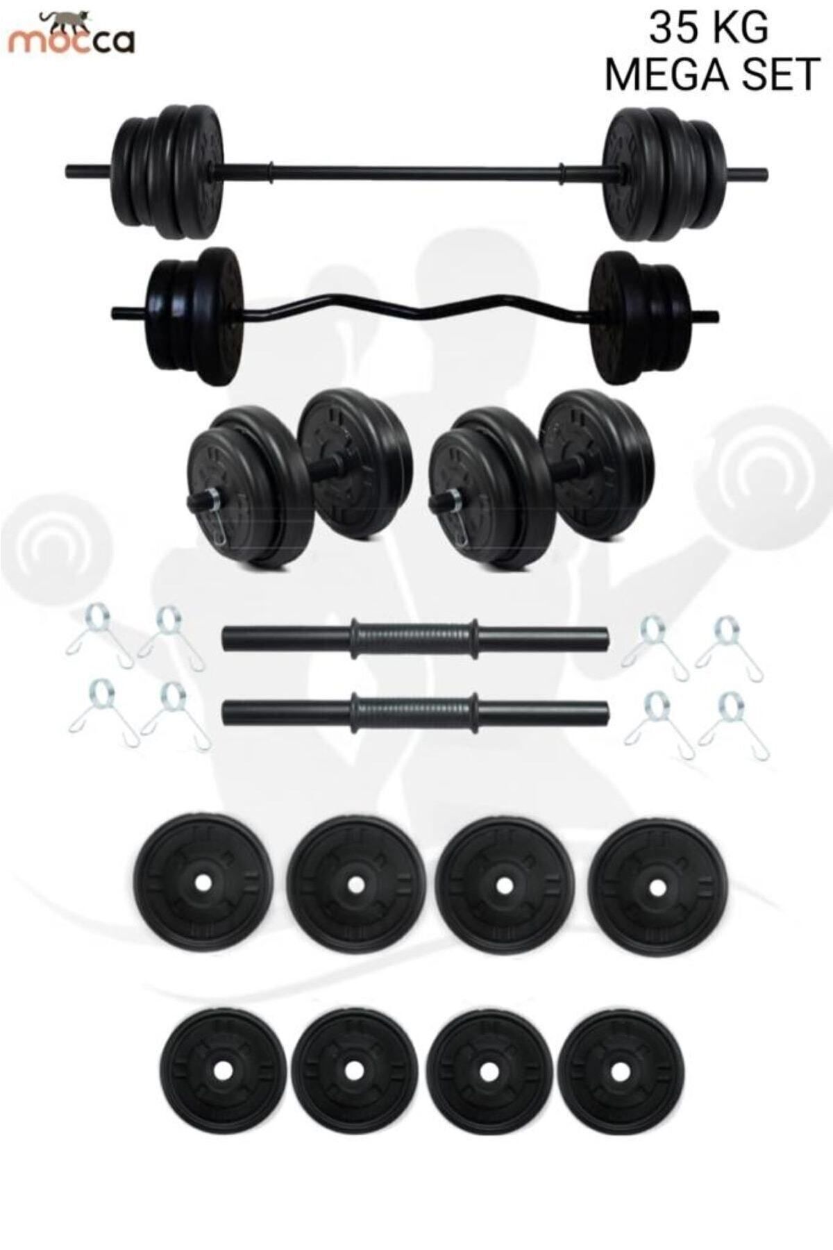 SerenityHaven 38 Kg Z-barlı Megaset Halter Seti Ve Dambıl Seti Ağırlık Fitness Seti