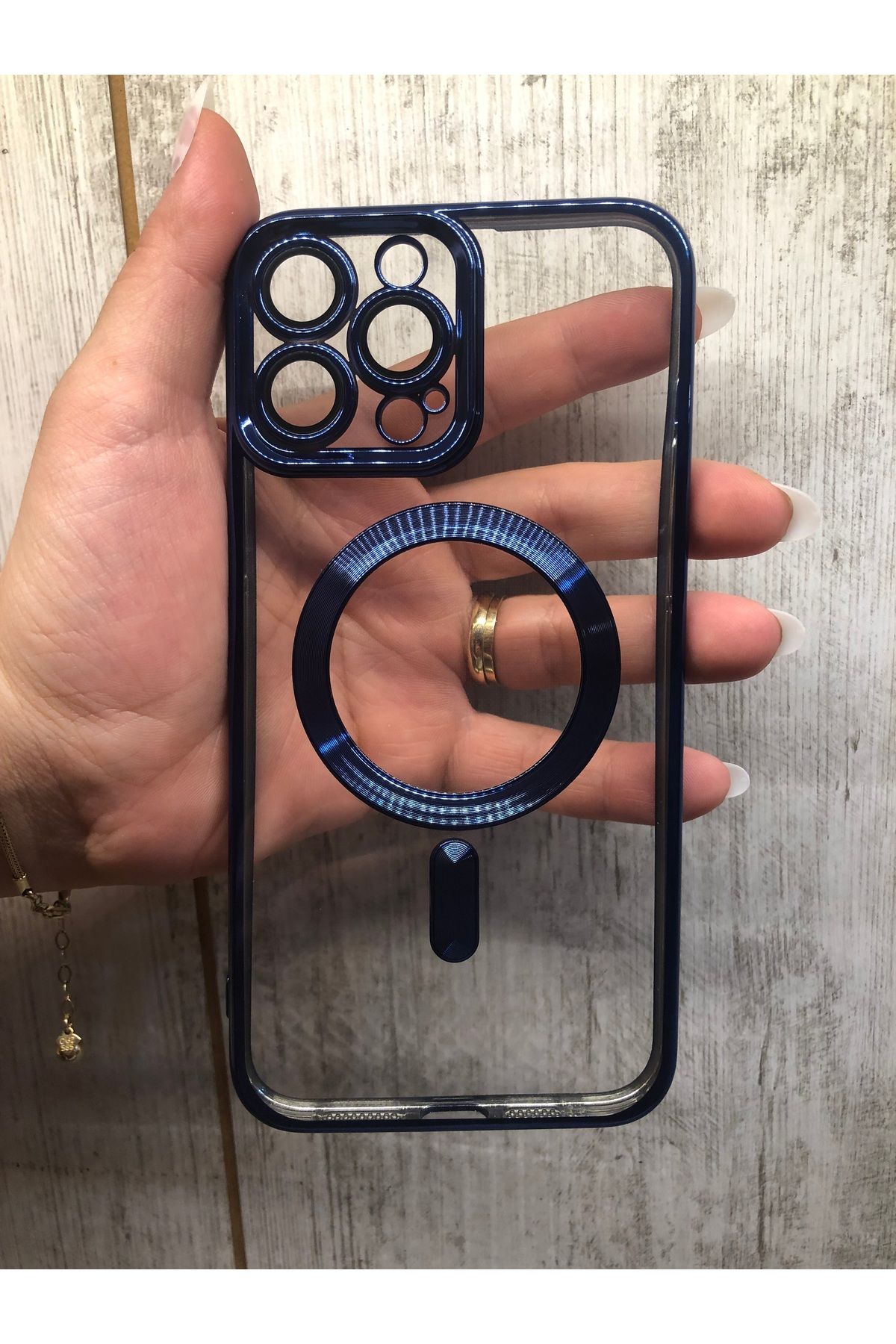 BENLIKA İphone 13 Pro Max Mavi Kamera ve Lens Koruyuculu Telefon Kılıfı