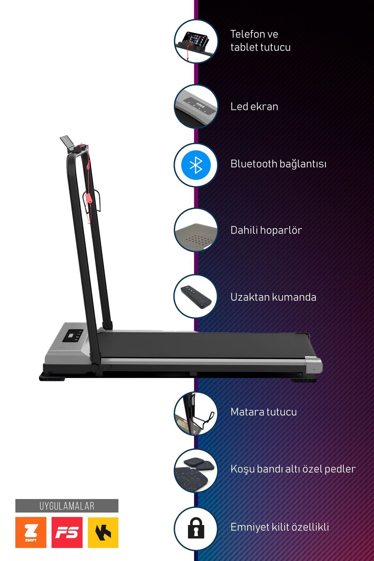 SerenityHaven WFİT PRO X Uzaktan Kumandalı MP3-UYGULAMA BAĞLANTILI Koşu Bandı