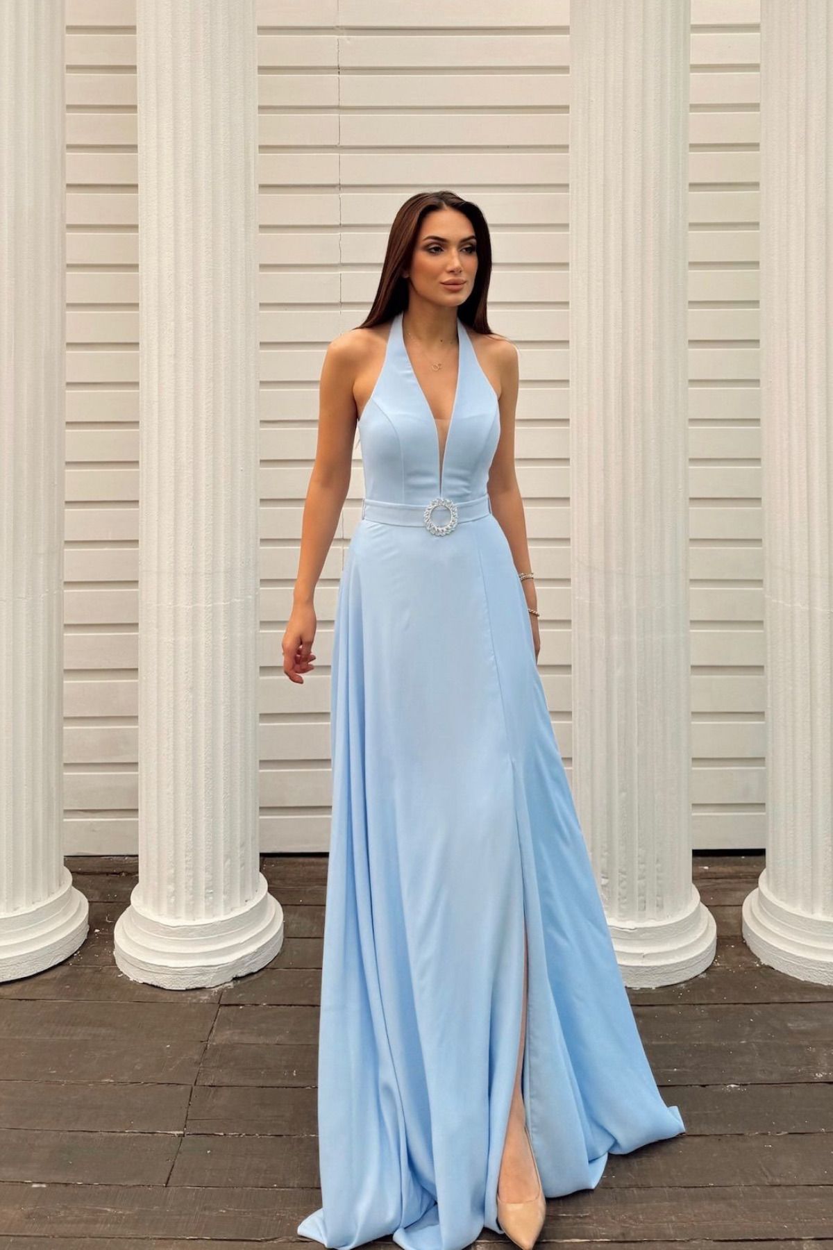 Sindimoda Jeremiah Kemer Detay Dekolteli Abiye 4734