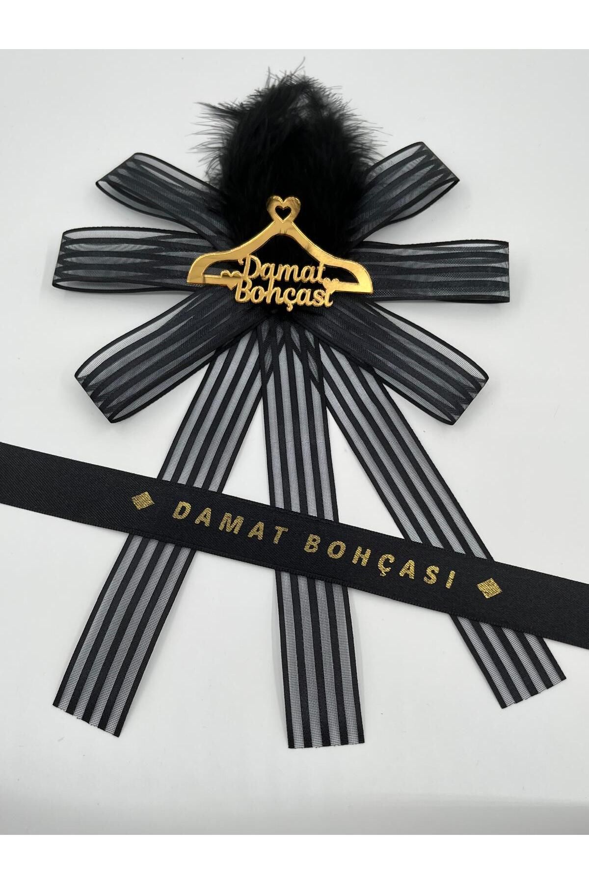 EvremStore Pleksili Damat Bohçası Süsü + 1 Metre Yazılı Kurdela – Gold