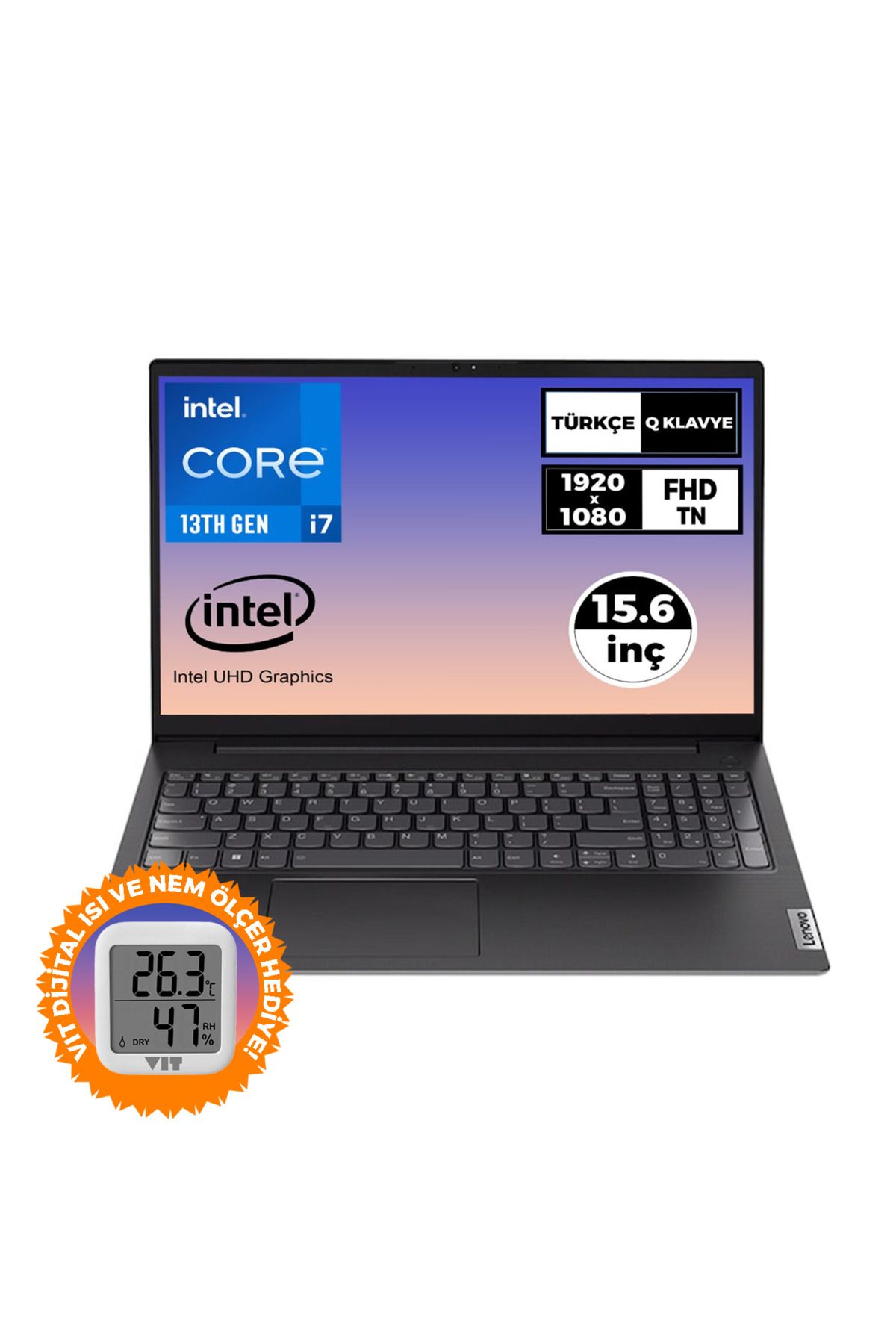 LENOVO V15 Gen 4 i7-1355U 8GB 512GB SSD 15.6" FHD W11P Laptop + VIT Termometre 83A100KXTR 029