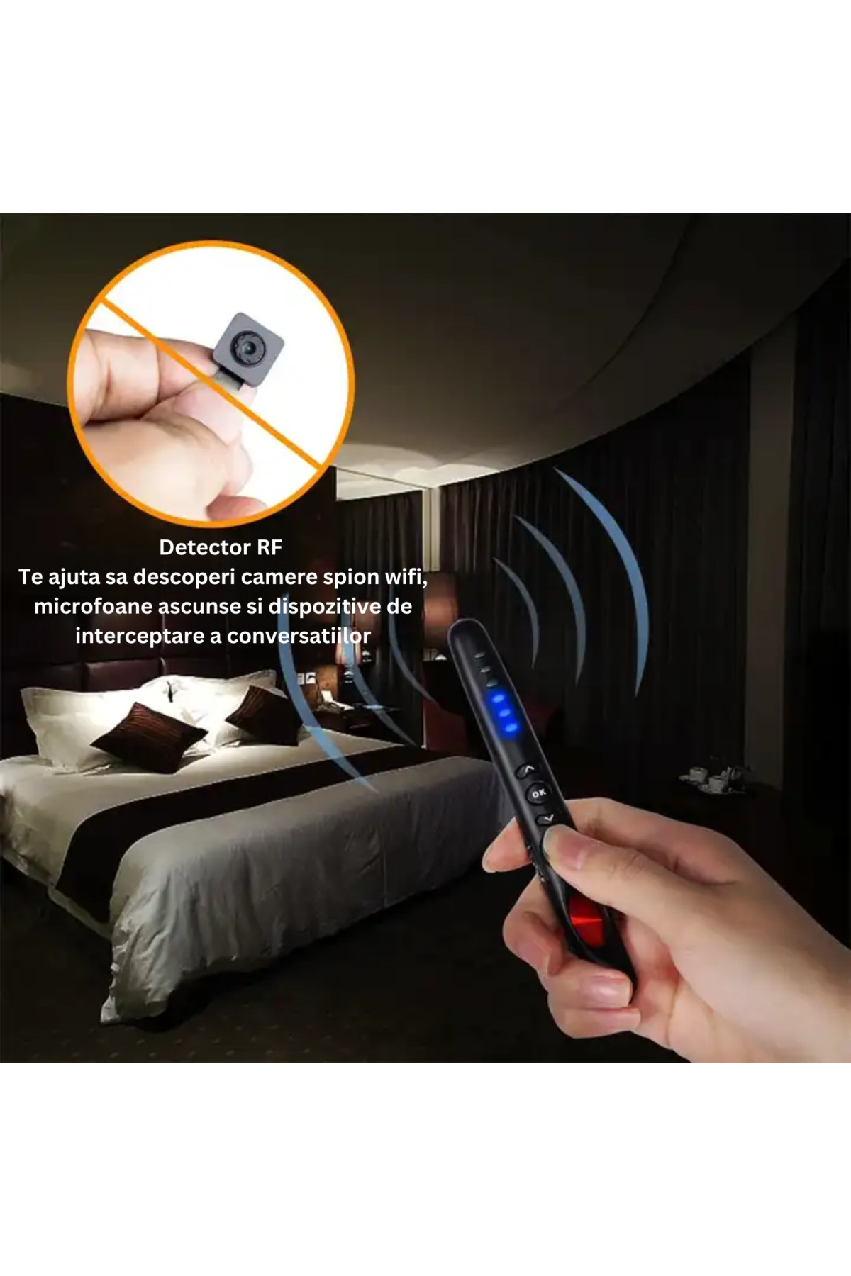 Spionescu-Hidden camera detector, microphones, GPS locator, recorders, long battery life, alarm - G718 6