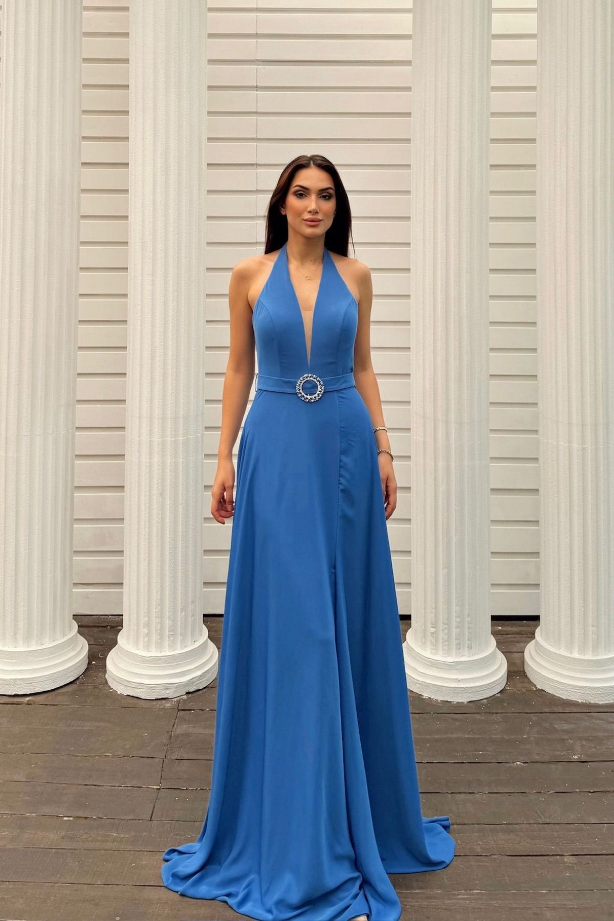 Sindimoda Jeremiah Kemer Detay Dekolteli Abiye 4734