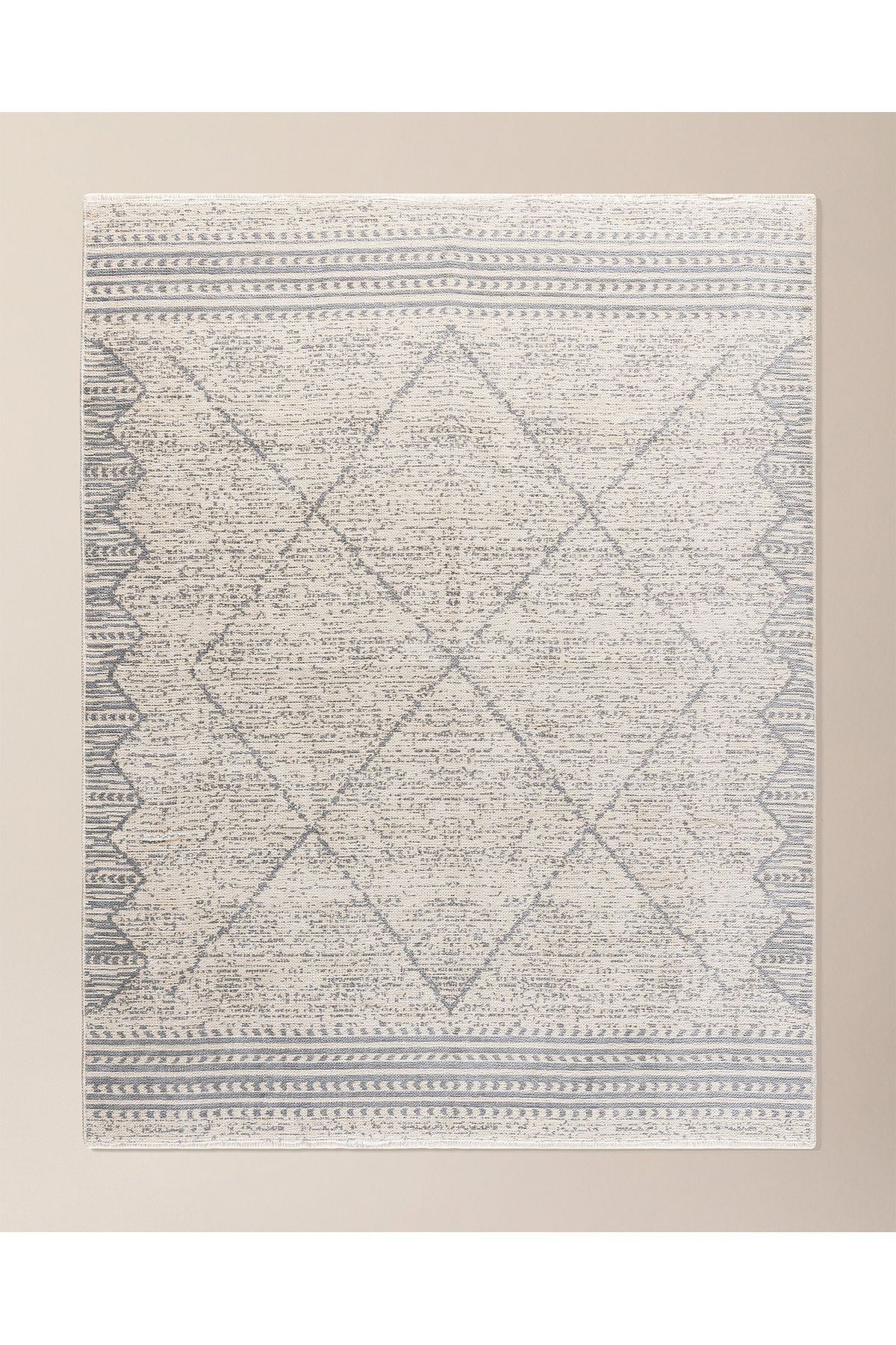 Madame Coco Banne Pamuklu Halı - Krem - 160x212 cm