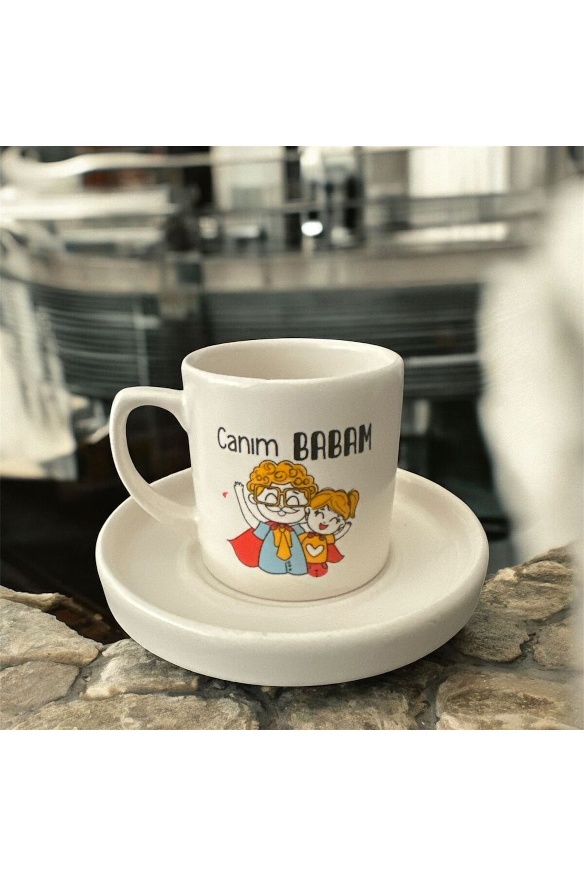 iva art design CANIM BABAM YAZILI SERAMİK TÜRK KAHVE BARDAĞI