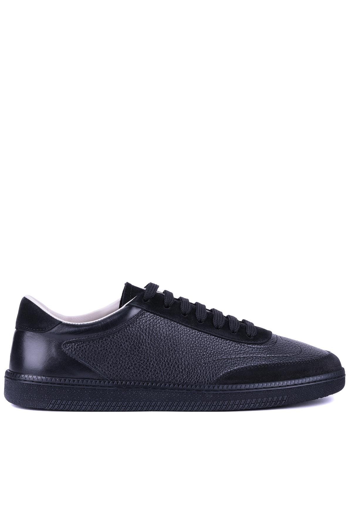 Shoetyle - Siyah Renk Hakiki Deri Bağcıklı Erkek Günlük Ayakkabı 666-1098