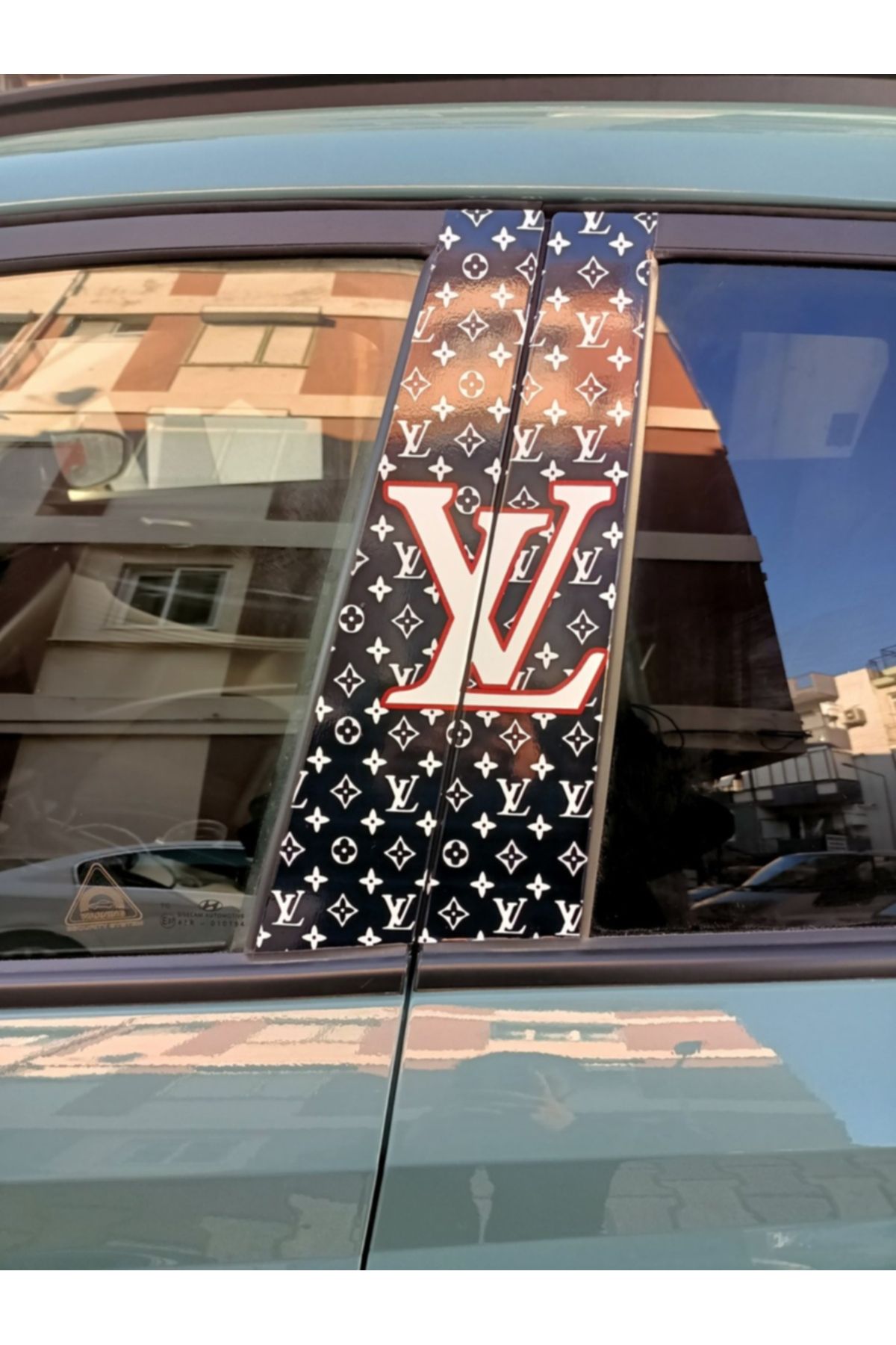 LV Sticker / 50X25 CM 2 ADET LV Sticker / Araç Kapı Direği Kaplama Folyosu Sağ Ve Sol Takım