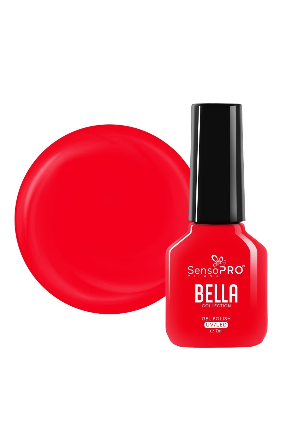 SensoPRO Milano Полуперманентен лак за нокти, колекция BELLA - яркочервен, 7 мл