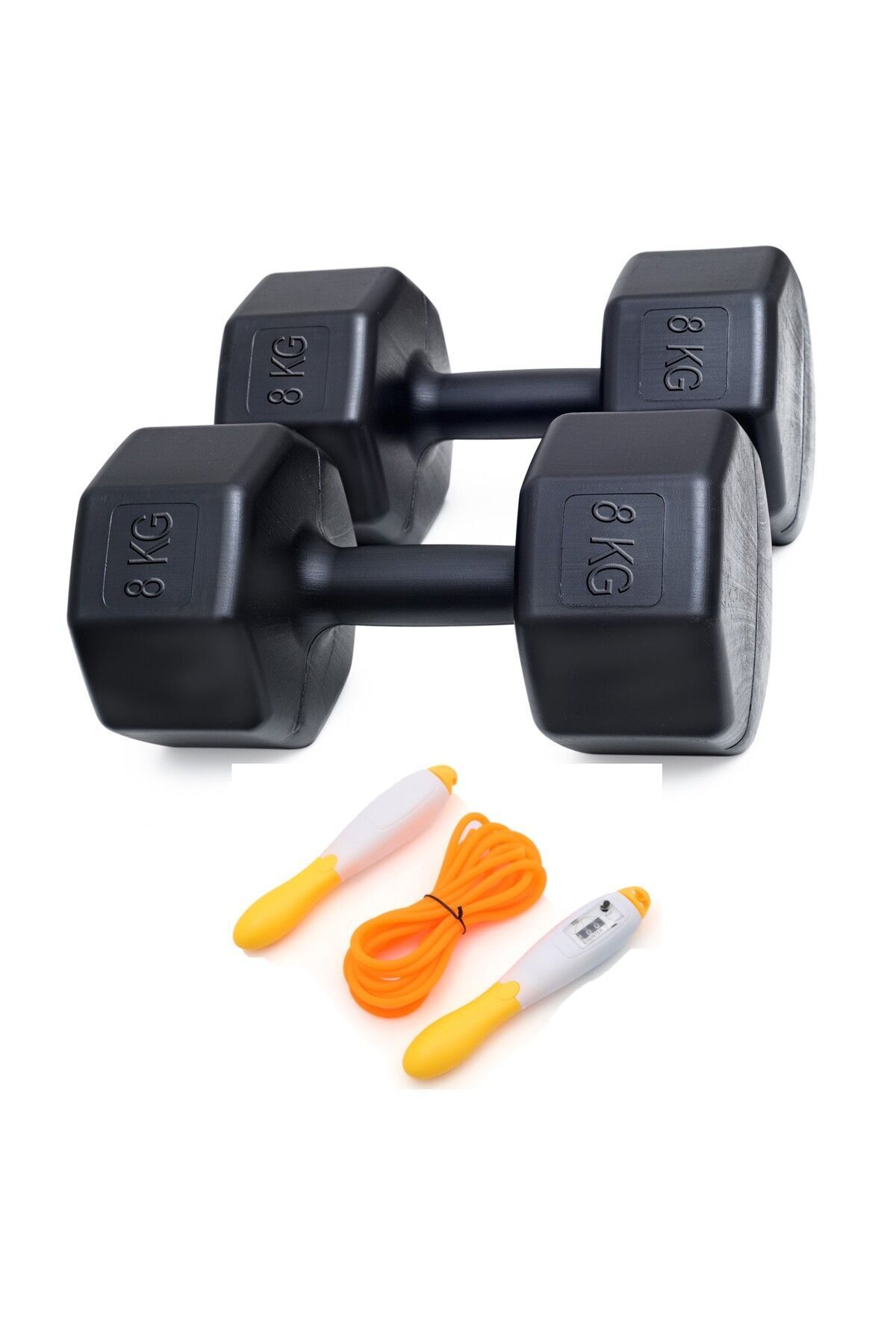 SerenityHaven 8 Kg Dambıl X 2 Adet = 16 Kg + SAYAÇLI ATLAMA İPİ